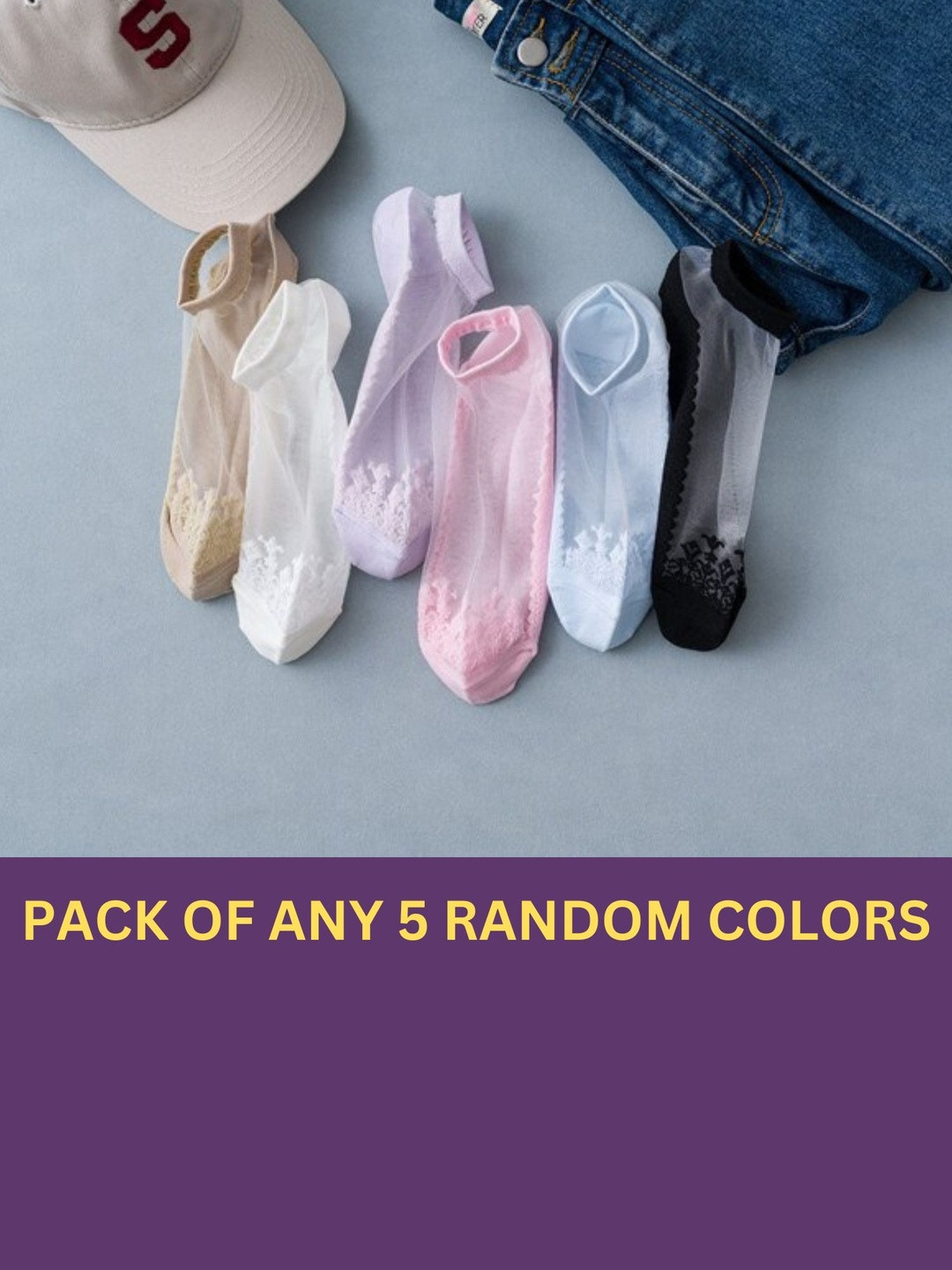 Nicsy Women Pack Of 5 Assorted Ankle Length Socks