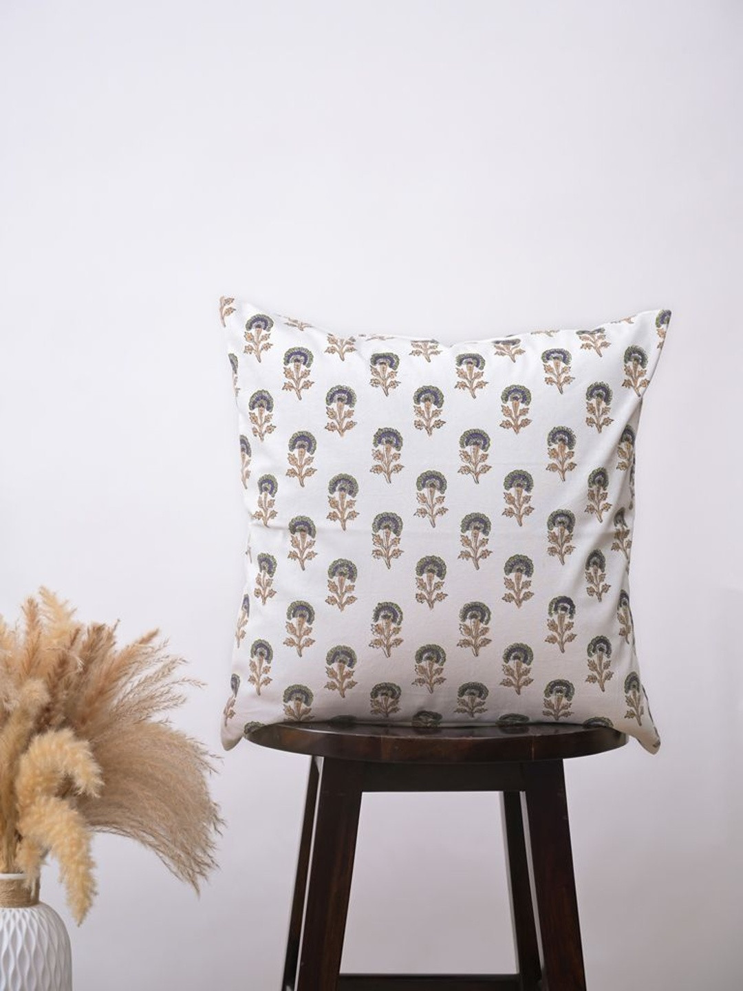 Jaipur Chintz White Floral Printed Square Cushion Covers