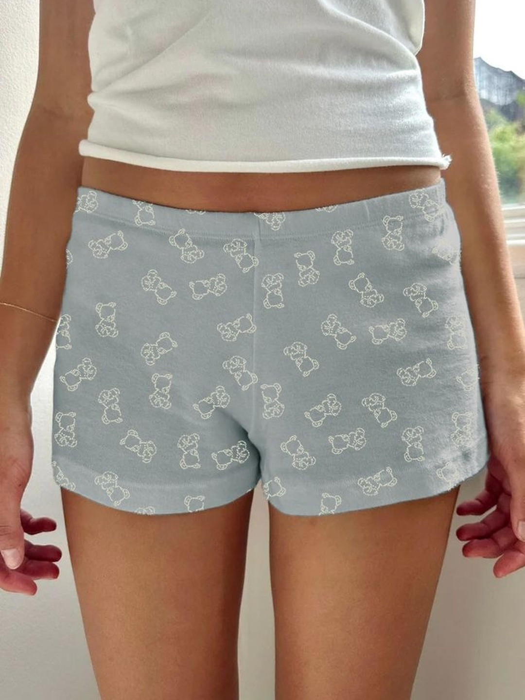 LULU & SKY Women Teddy Motif Blue Lounge Shorts