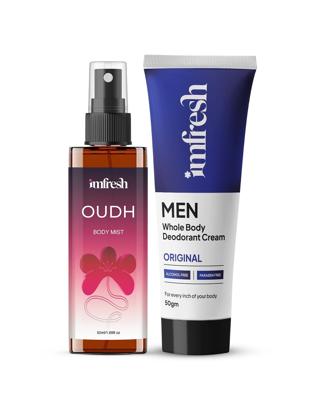 imfresh Men Set Of 2 Original Deodorant Cream 50 g With Oudh Body Mist 50 ml