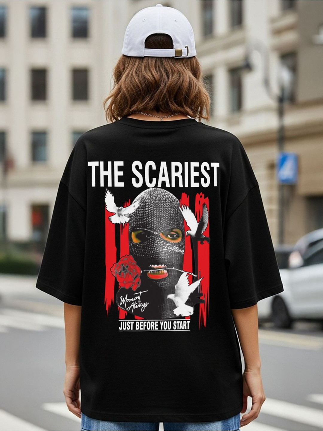 BENNY BROOKS Women Half Sleeve Oversized Round Neck Graphic Printed T-shirt