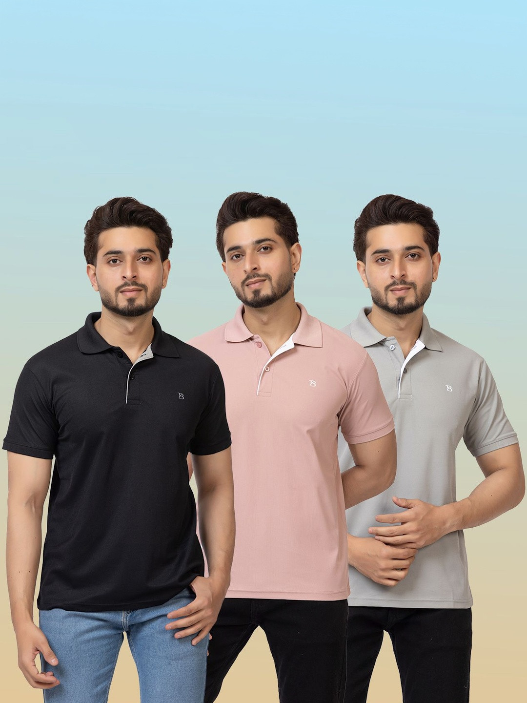 GEE 5 Men Pack Of 3 Solid Polo Collar T-shirt
