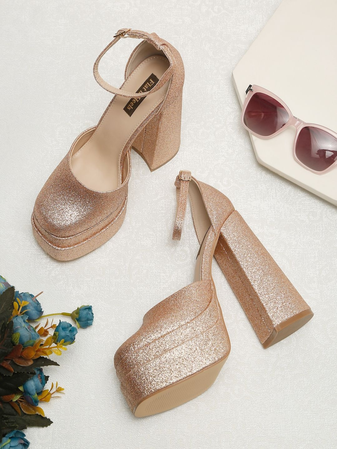 Flat n Heels Women Round Toe Western - Embellished Block Sandals