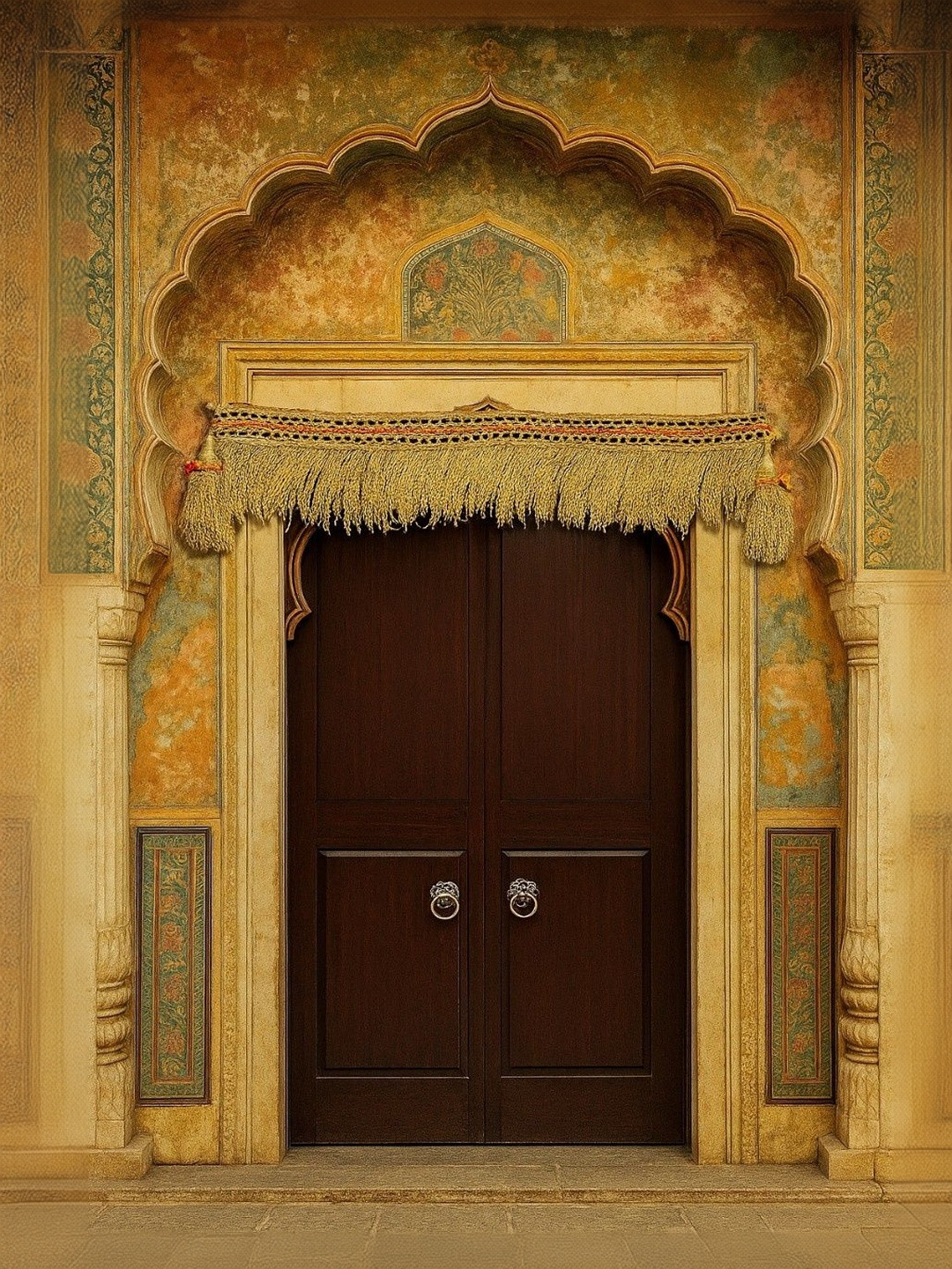 KuJee Brown Textured Natural Paddy Door Toran