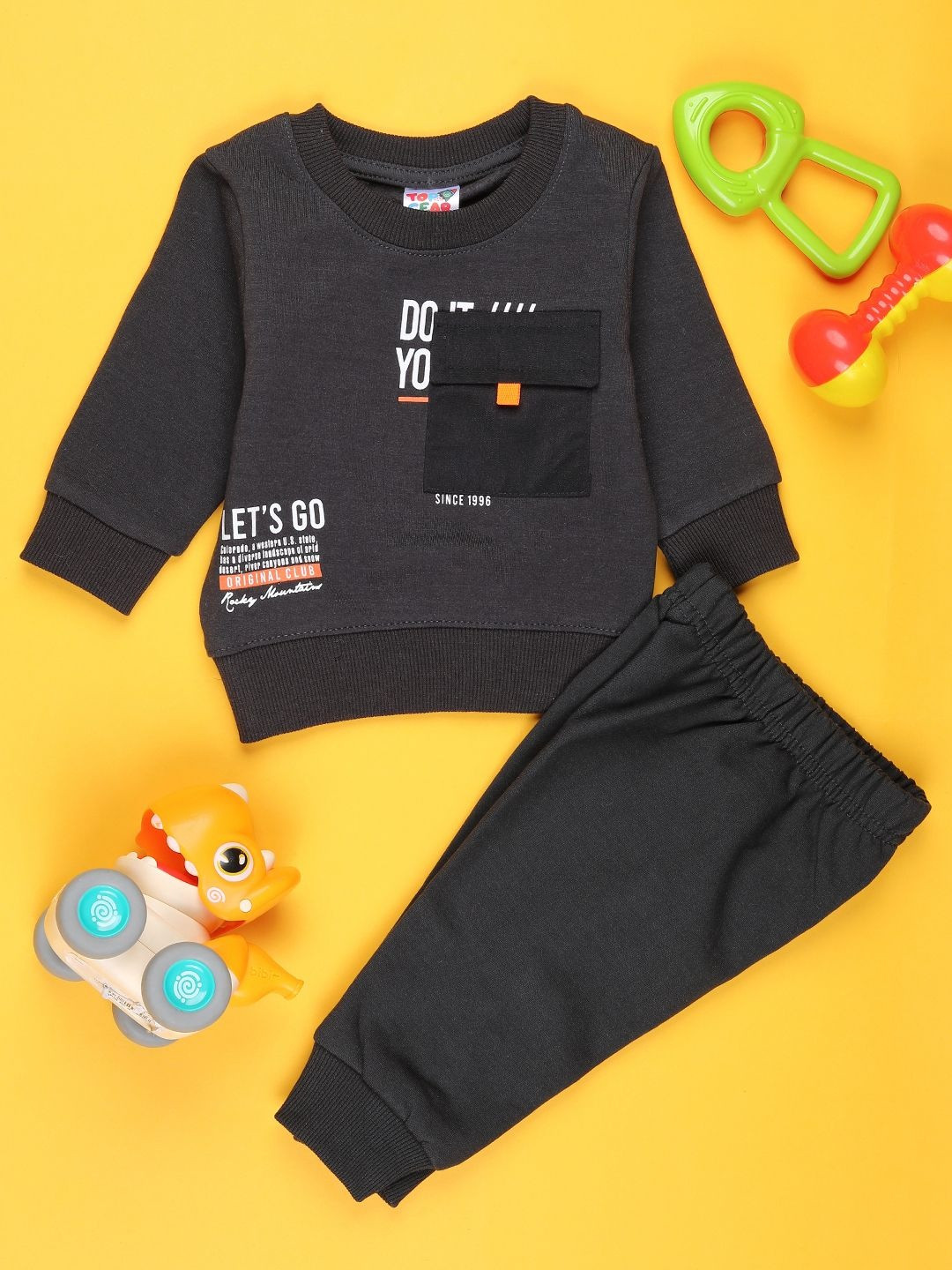 V-Mart Boys Infant Printed Fleece Round Neck Co-ord Set