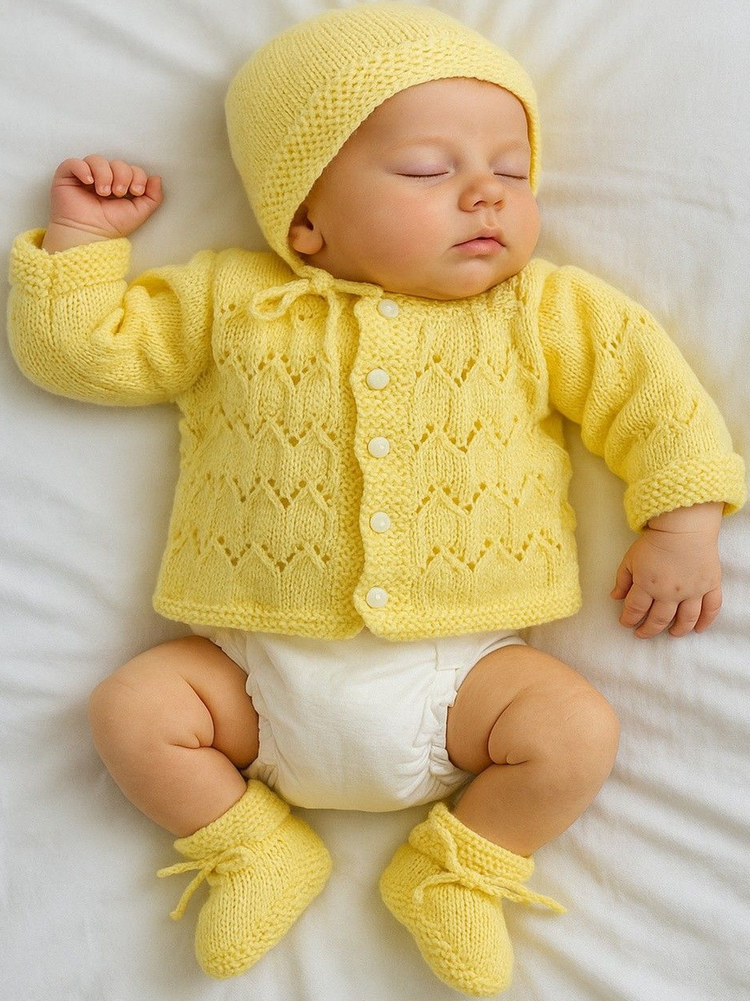 LeafBird Infant Kids 4-Pcs Pure Wool Knitted Baby Apparel Gift Set