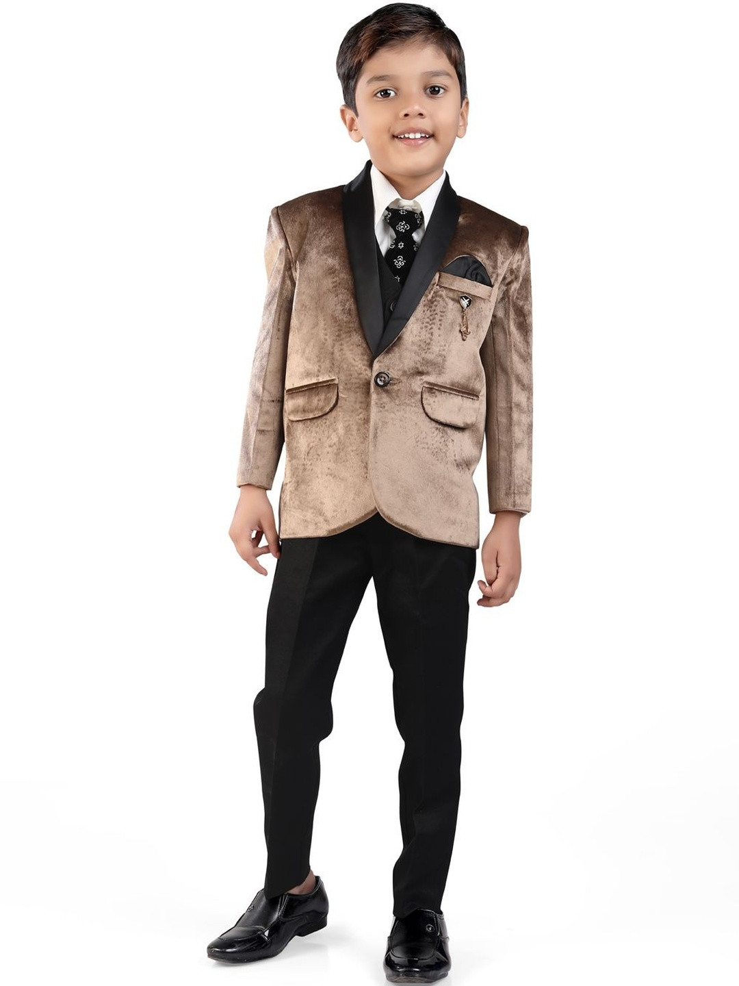 earth conscious Boys Single-Breasted Four-Piece Party Suit
