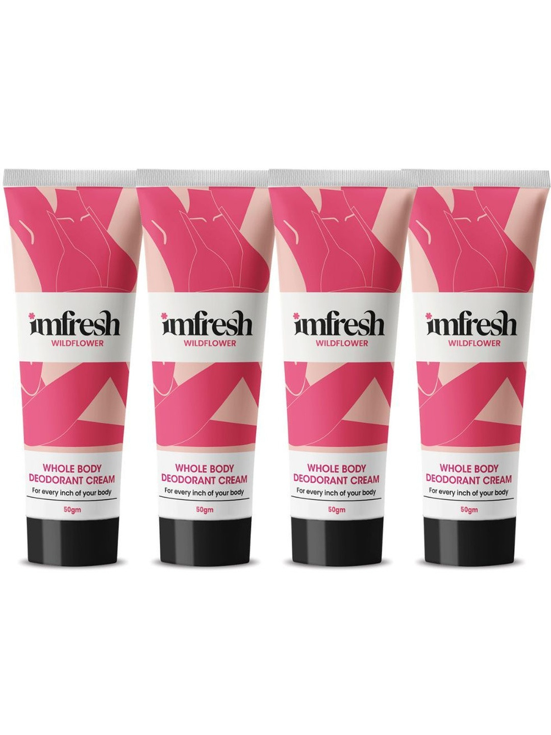 imfresh Set Of 4 Wild Flower Whole Body Deodorant Cream - 50 g Each