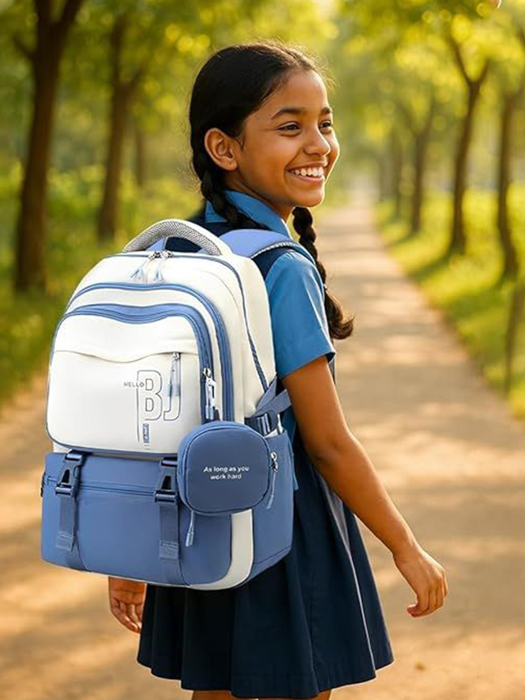 Red Lemon Kids School Backpack With Pouch Nylon Multi Compartment