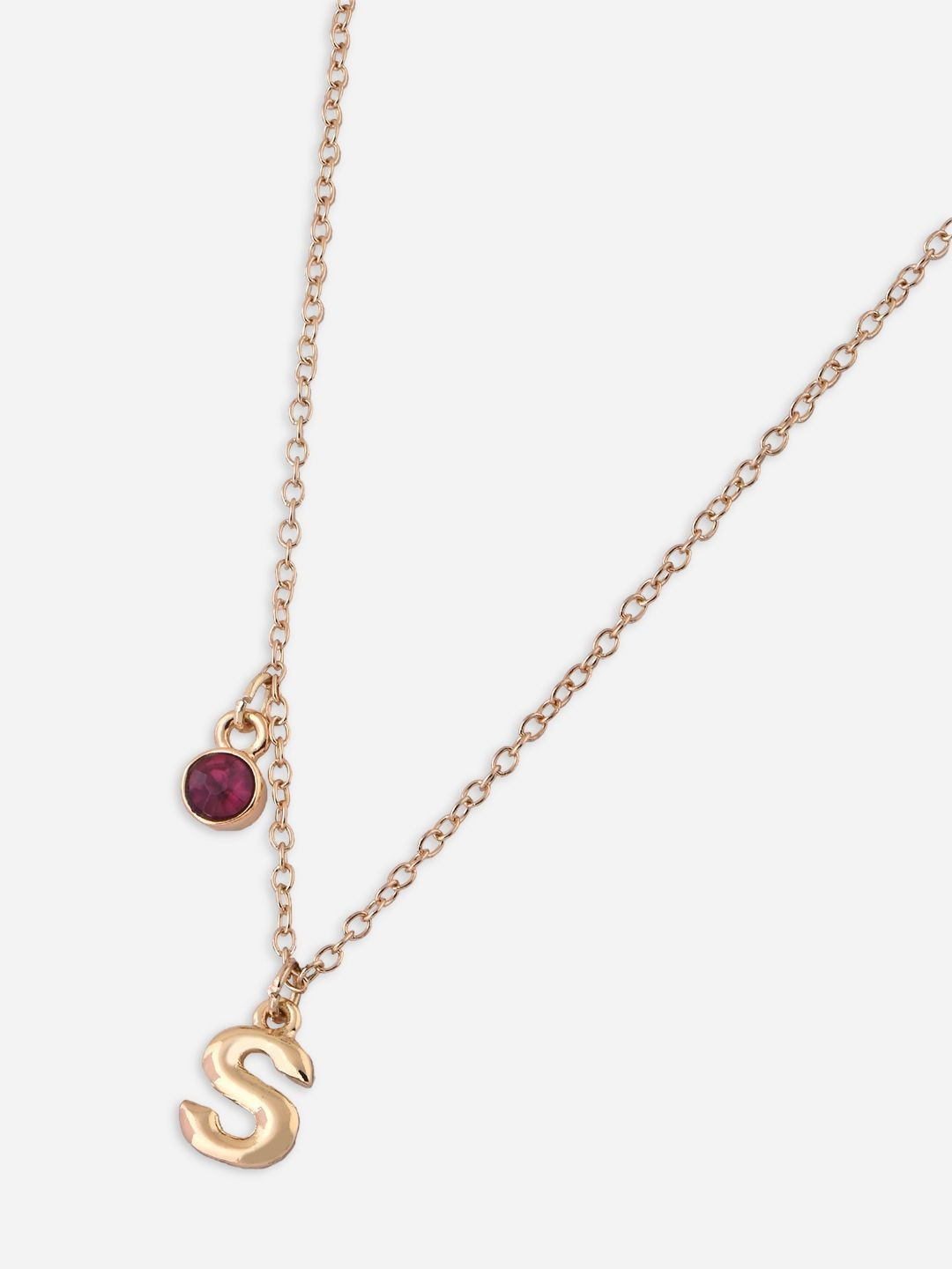 ToniQ Gold-Plated Rhinestone Studded S-Shaped Pendant With Chain