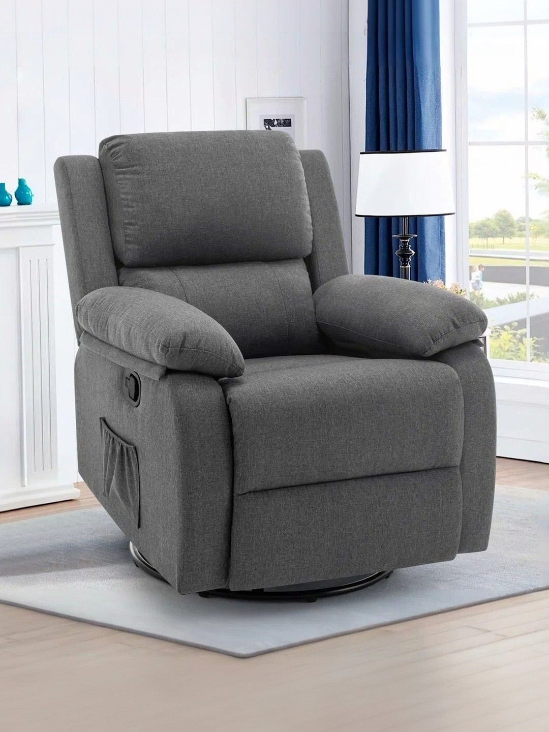 FRIENDS LIFE Dark Grey 1 Seater Manual 360 Swivel Recliner