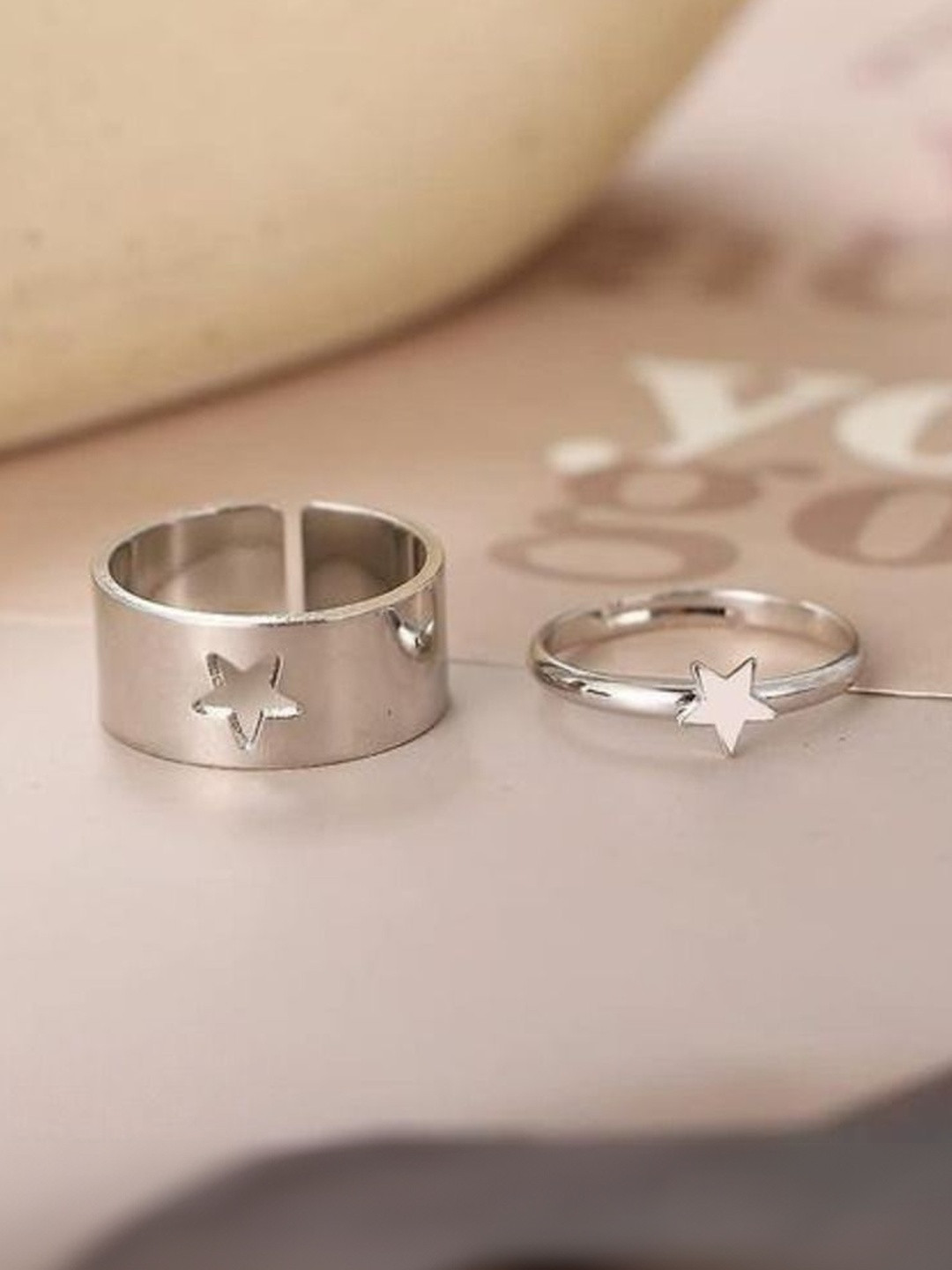 DressBerry Set Of 2 Sliver-Plated Couple Finger Rings
