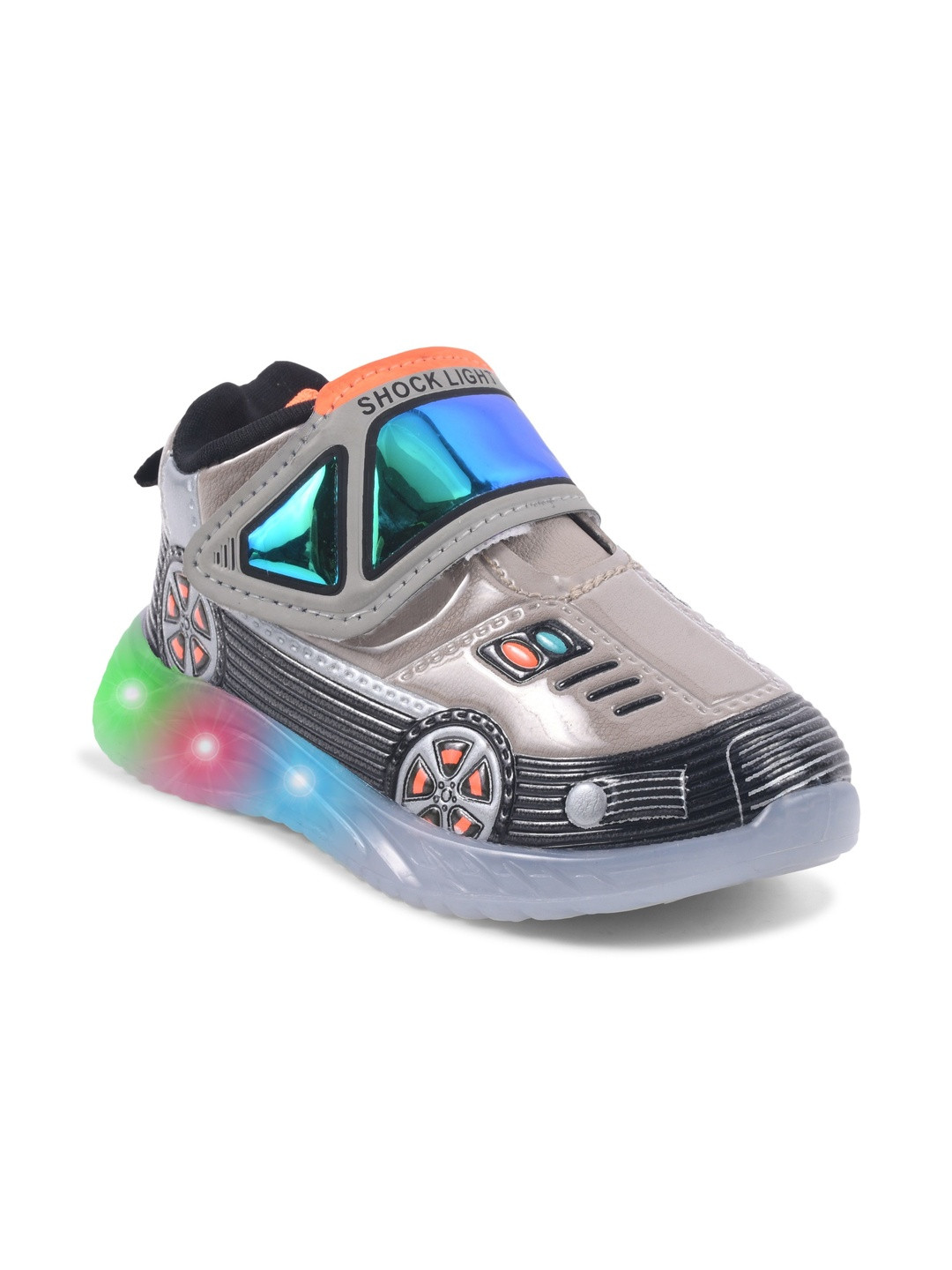 KATS Kids Printed Color Block Velcro Closure LED Shoes