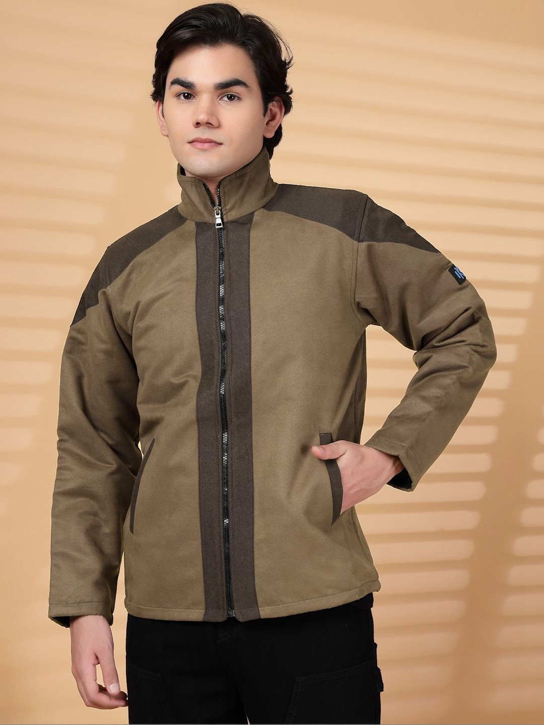 KLOTTHE Colour-Blocked Heavy Winter Bomber Jacket