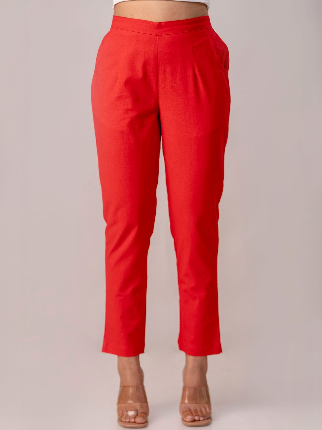 SwagSanskriti Women Slim Fit Mid-Rise Trousers