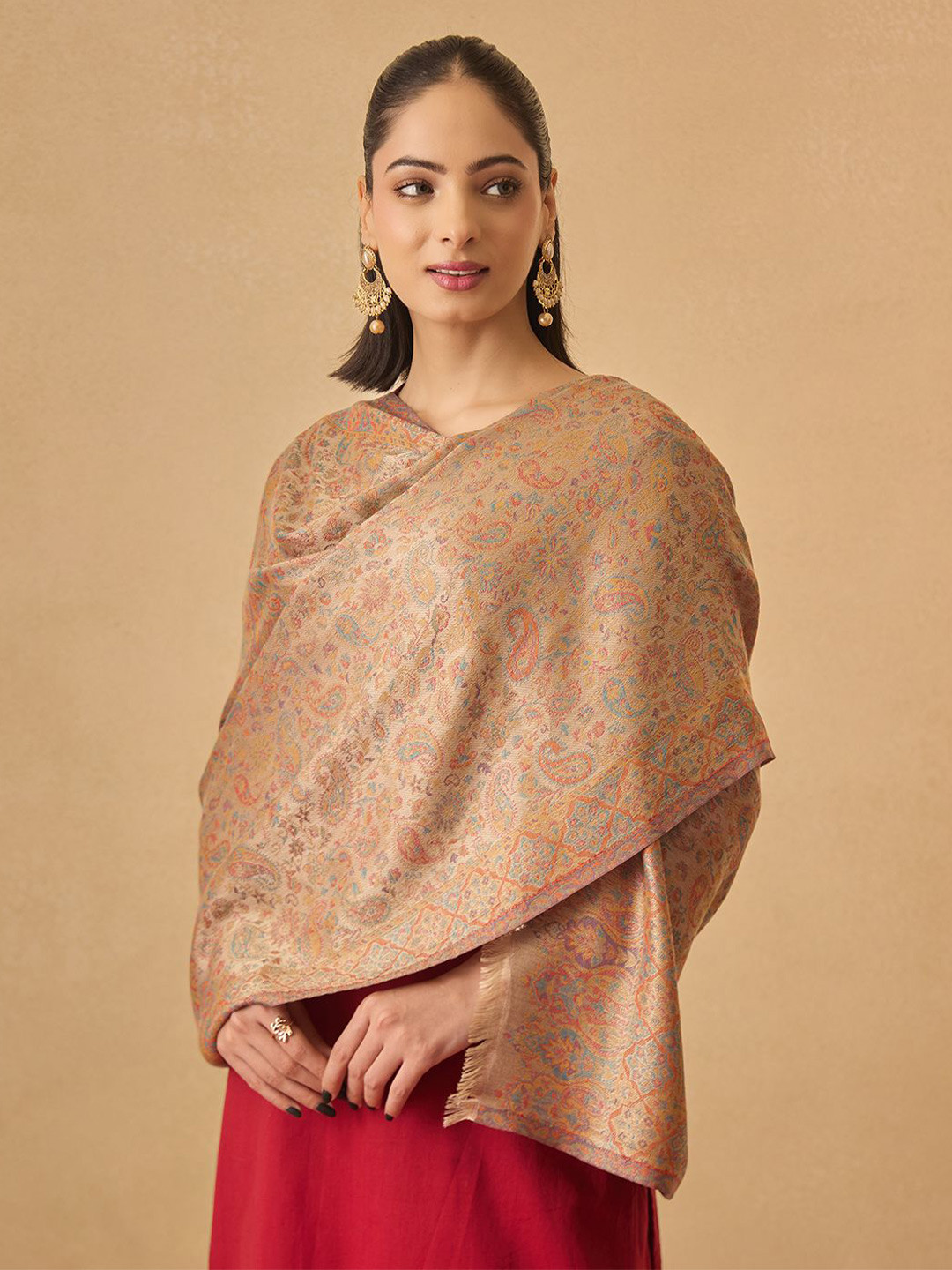 Pashmoda Women Paisley Chandni Kaani Woven Design Stole