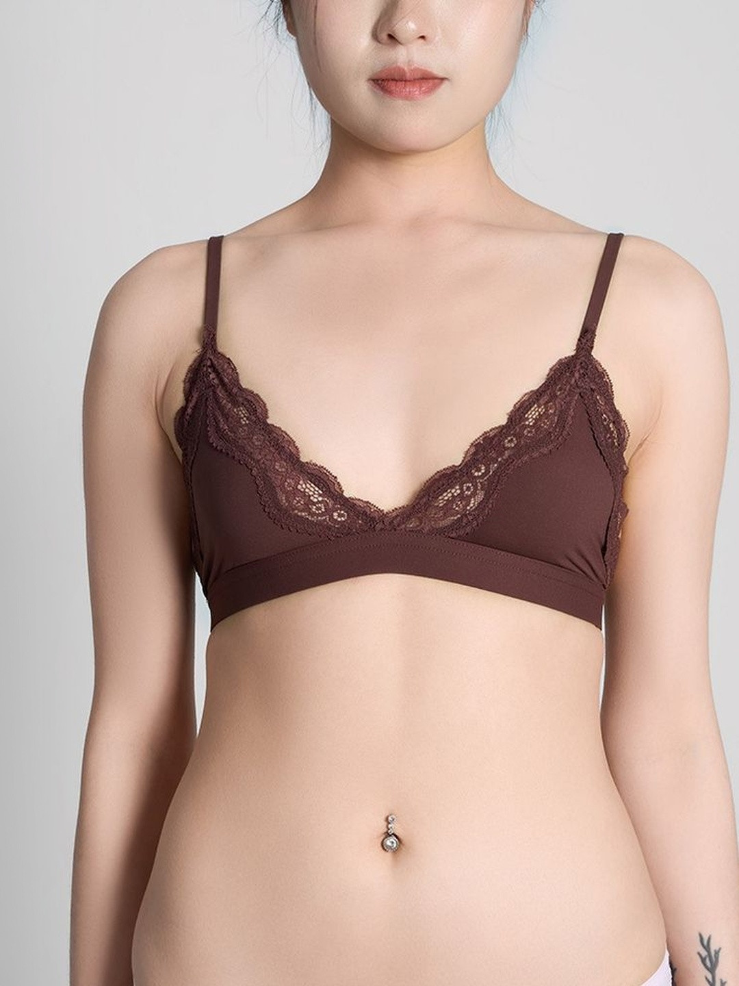 LULU & SKY Non-Wired Non-padded Lace-trim Bra