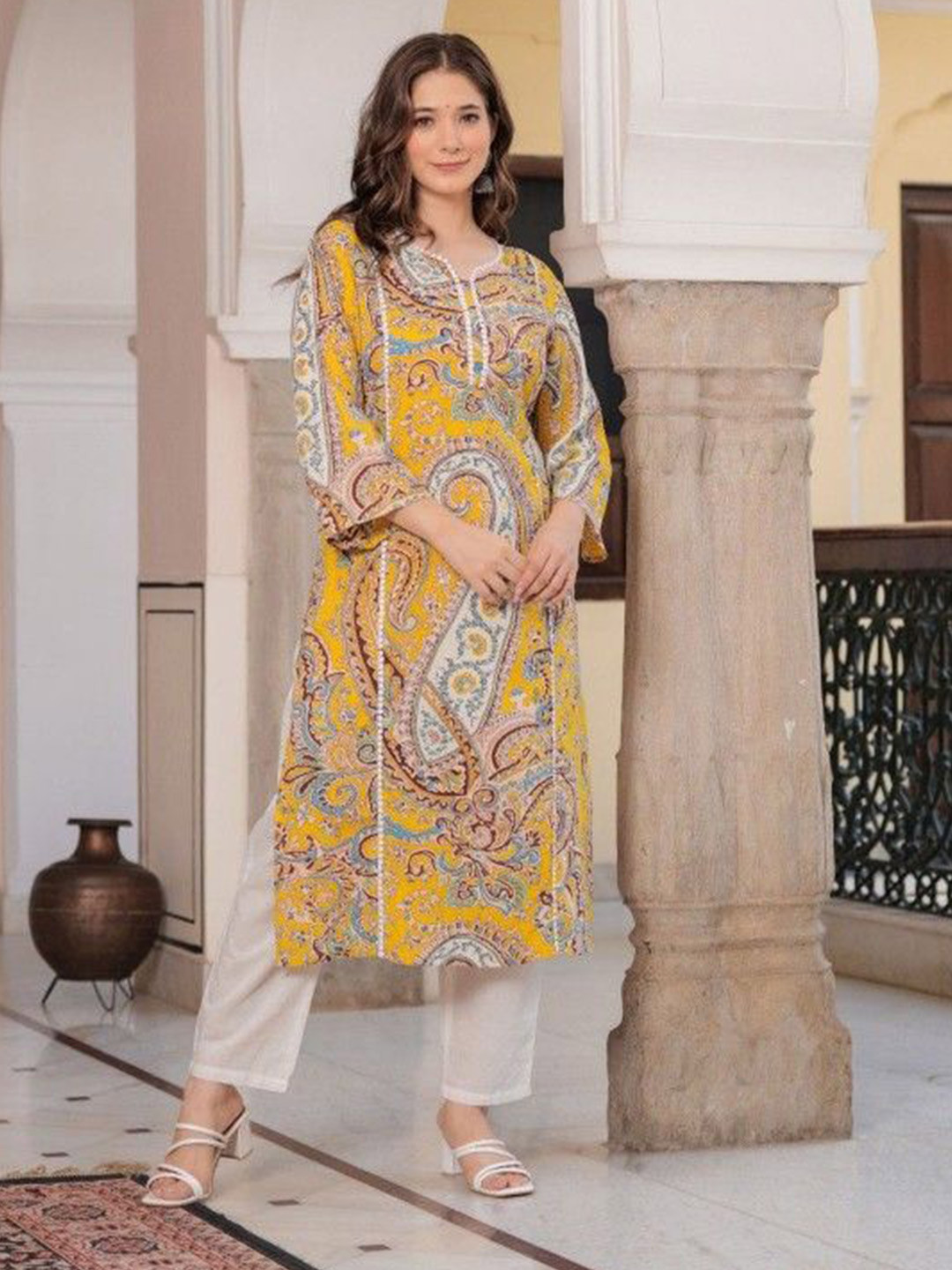 QUEENSFAB Women Paisley Printed Indie Prints Kurta