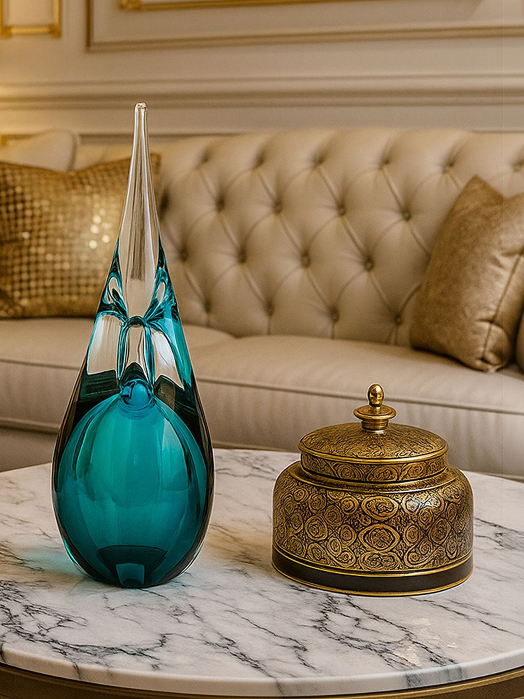 AARVI DECOR STUDIO Blue Glossy Living Room Large Showpiece- 16 to 24 inches