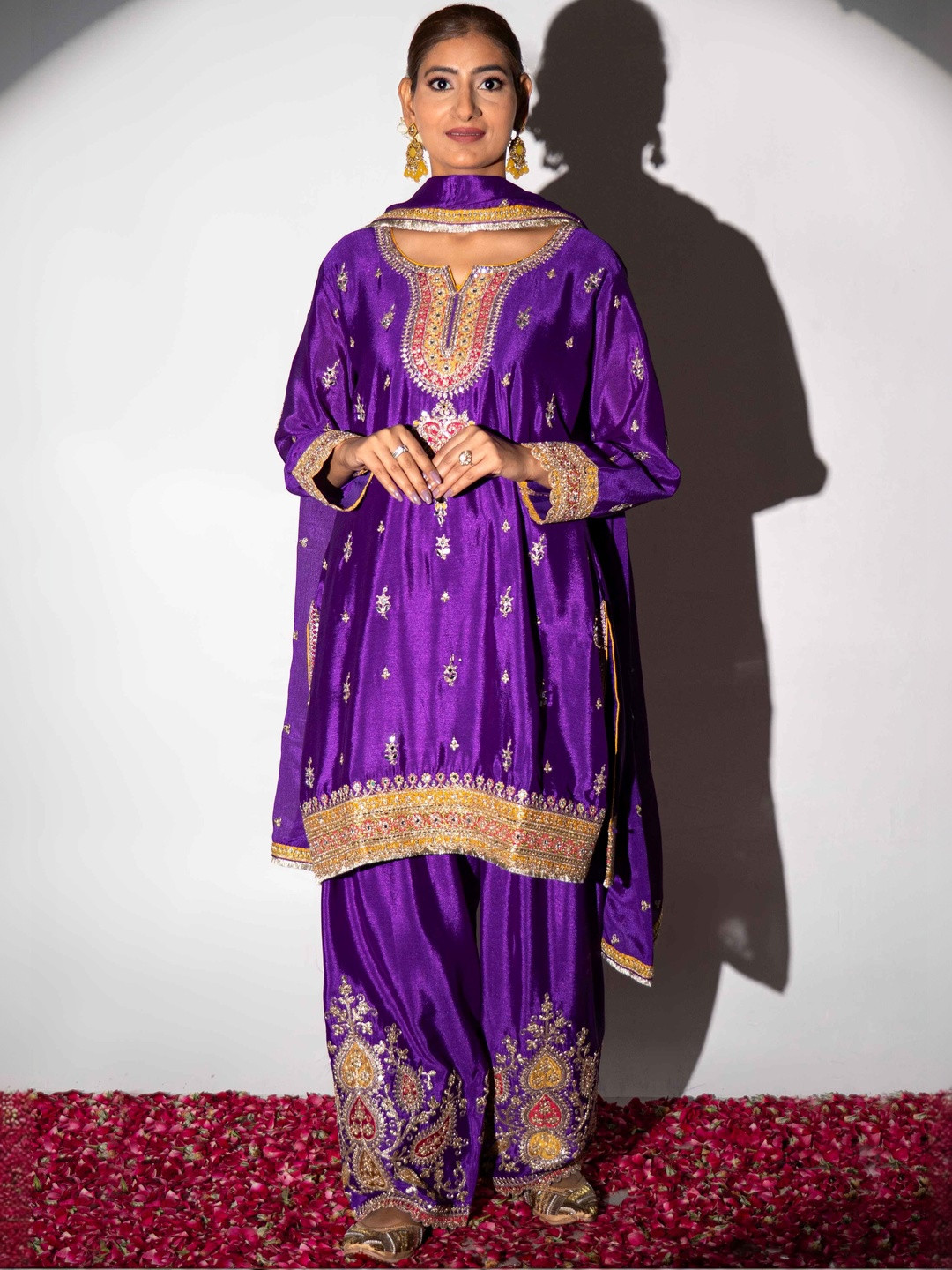 Urban Sundari Ethnic Motifs Embroidered Straight Kurta With Patiala & Dupatta