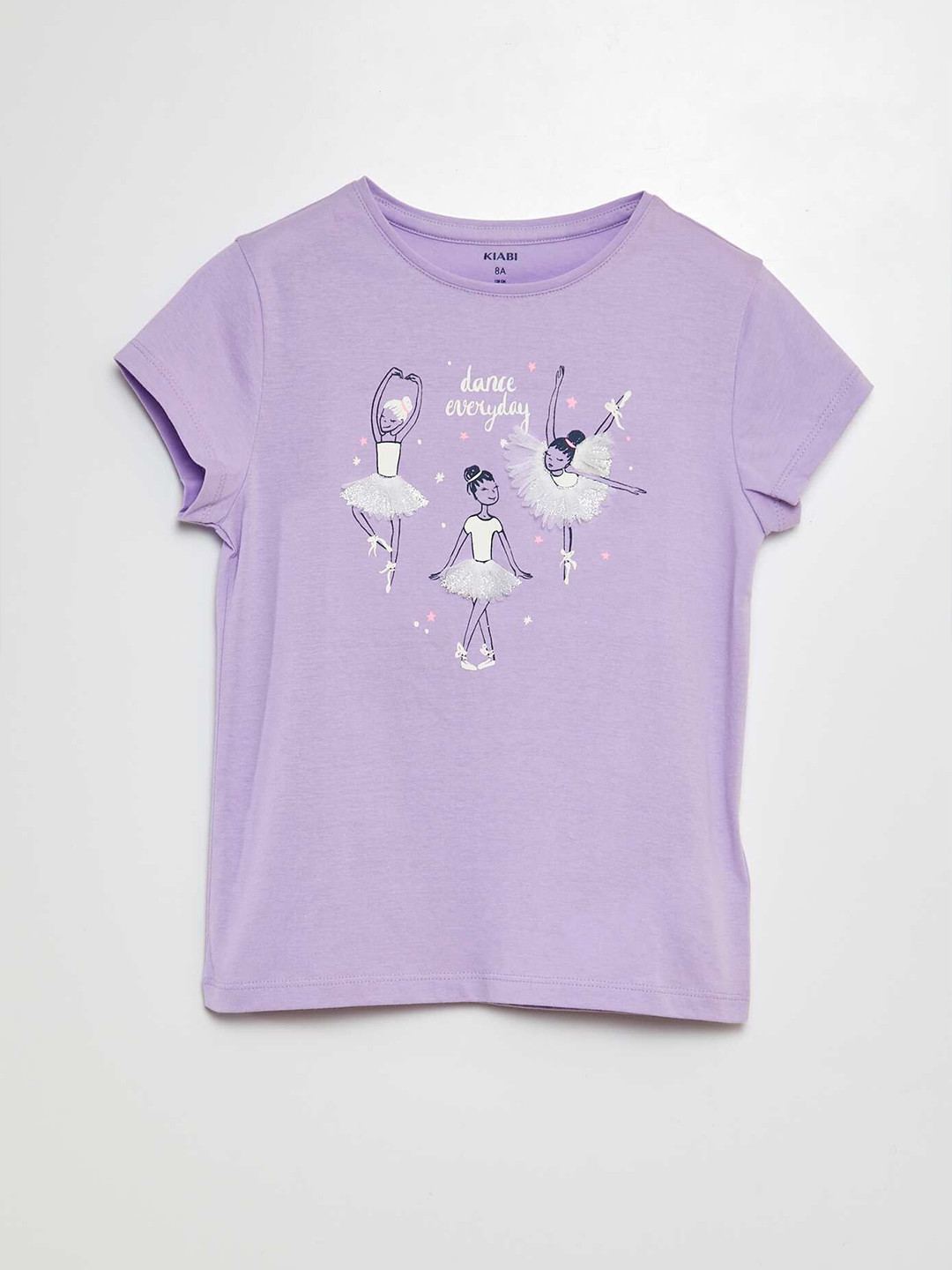 KIABI Girls Graphic Printed Round Neck Short Sleeves Regular Fit Tshirts