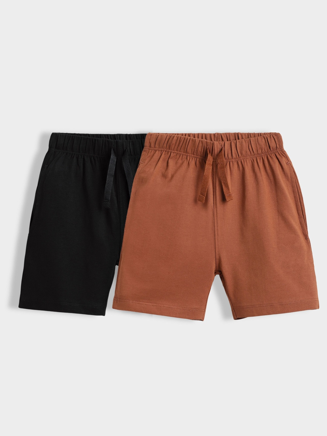 Orange Sugar Kids Pack of 2 Regular Fit Mid-Rise Cotton Shorts
