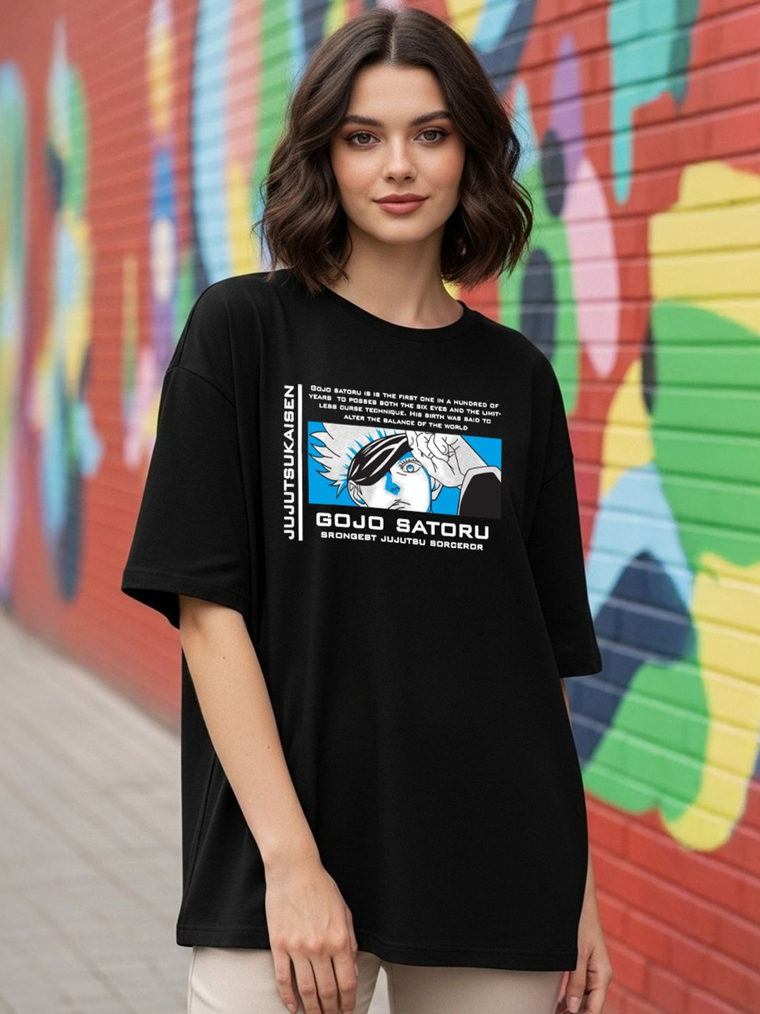 BENNY BROOKS Jujutsu Kaisen Graphic Printed Drop-Shoulder Sleeves Cotton Oversized T-shirt