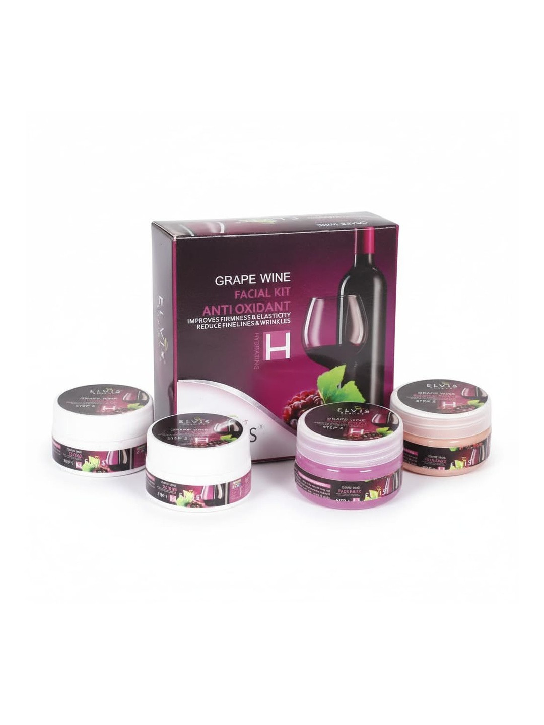 ELVIS BEAUTY Set Of 4 Grape Wine Antioxidant Facial Kit- 50 g Each