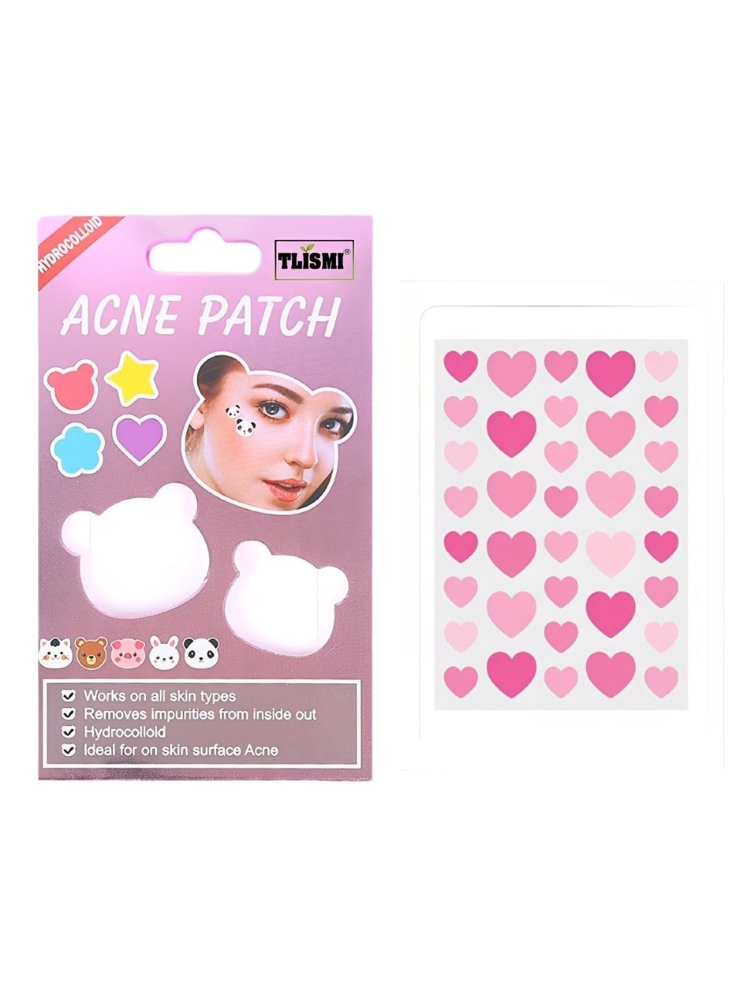 TLISMI Heart Shape Acne Pimple Patches With Hydrocolloid - 36 Patches