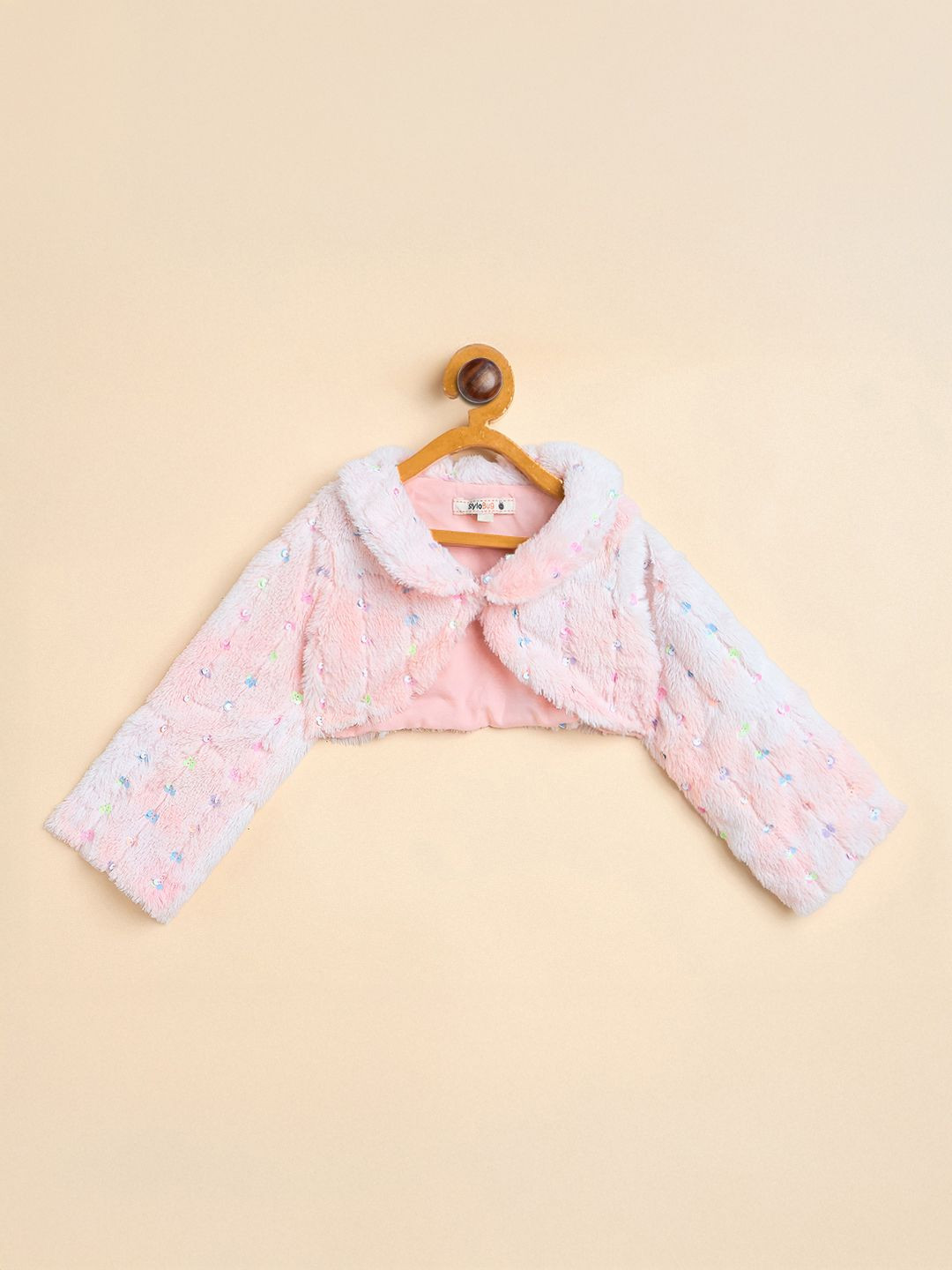 Stylo Bug Girls Embellished Waist Length Button Shrug