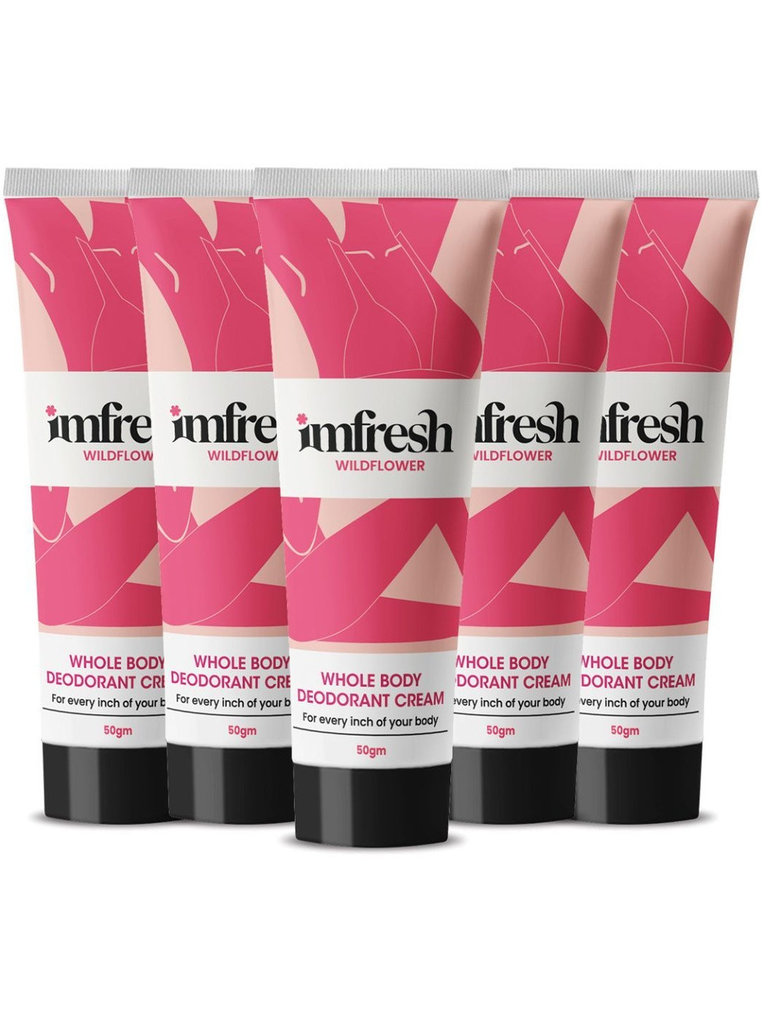 imfresh Set Of 5 Wild Flower Whole Body Deodorant Cream - 50 g Each