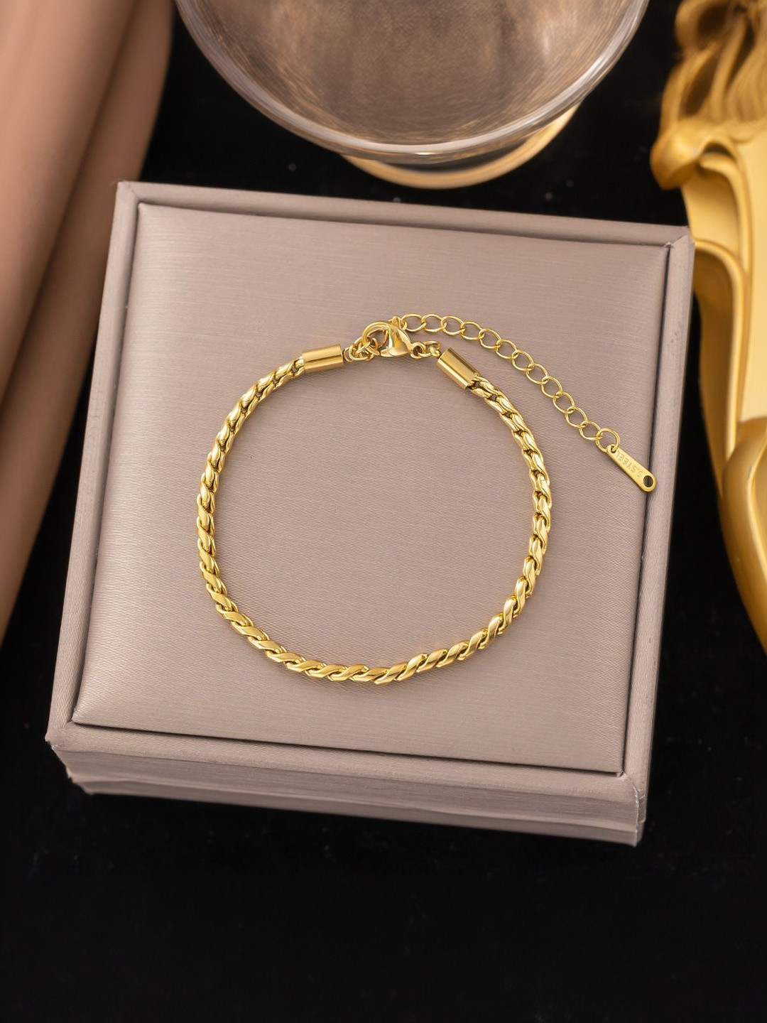 MYKI Stainless Steel Gold-Plated Rope Chain Wraparound Bracelet