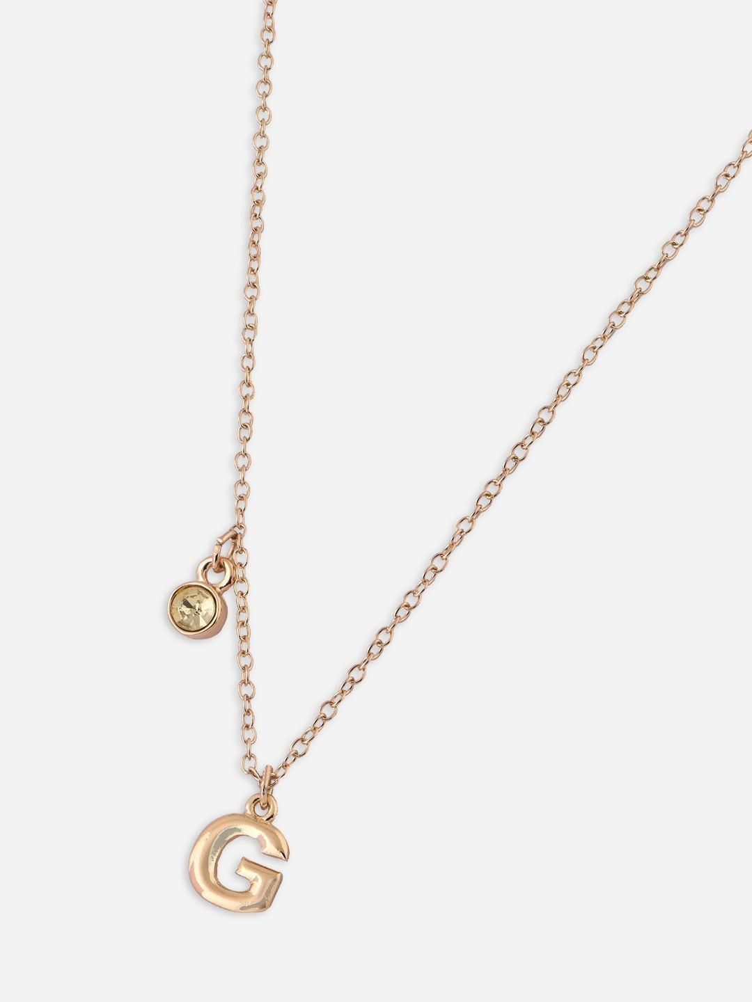 ToniQ Gold-Plated Rhinestone Studded G-Shaped Pendant With Chain