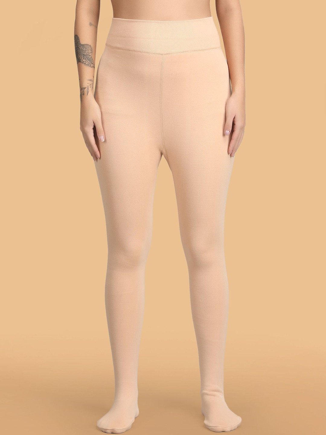 INNER ENRICH Women High-Waist Thermal Bottom With Socks