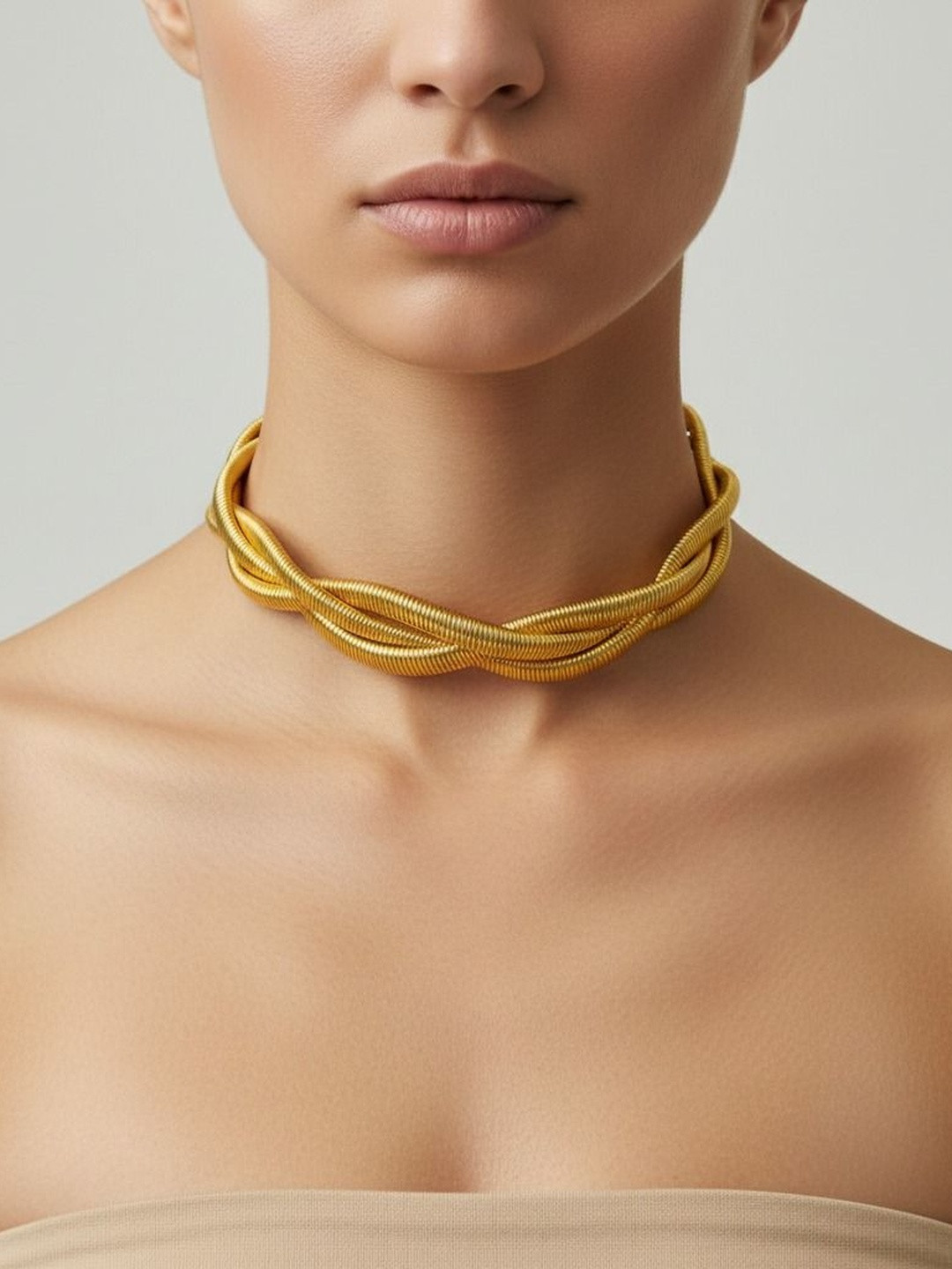 Chic Laddies Stainless Steel Gold-Plated Choker Minimal Necklace