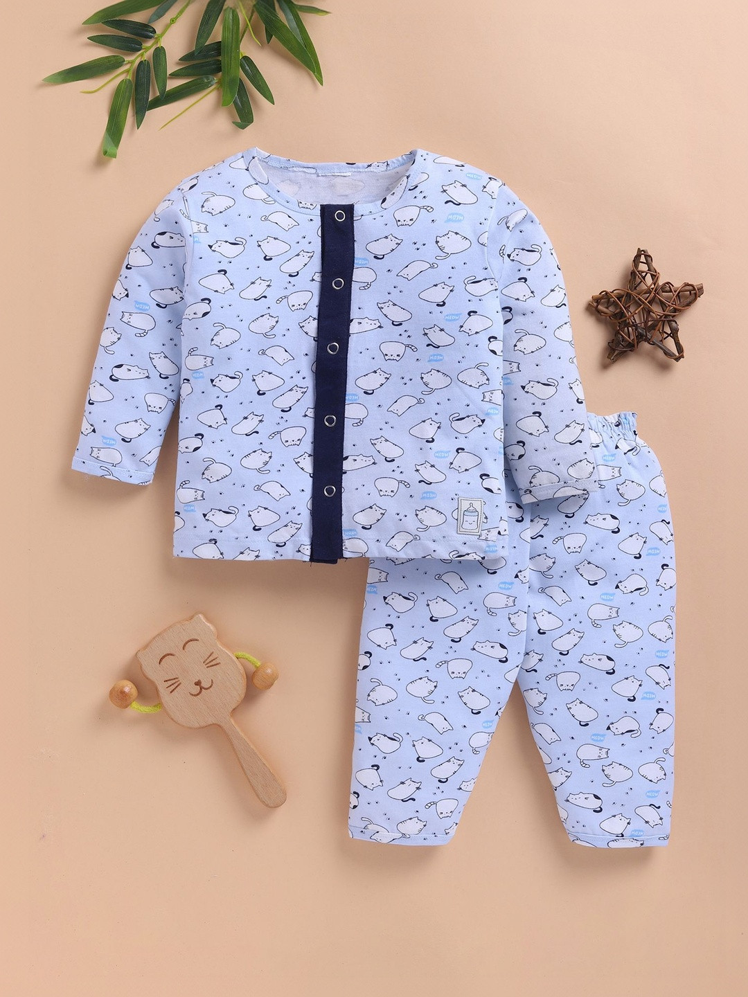 Redden Infant Kids Printed Round Neck Pure Cotton T-shirt With Pyjamas
