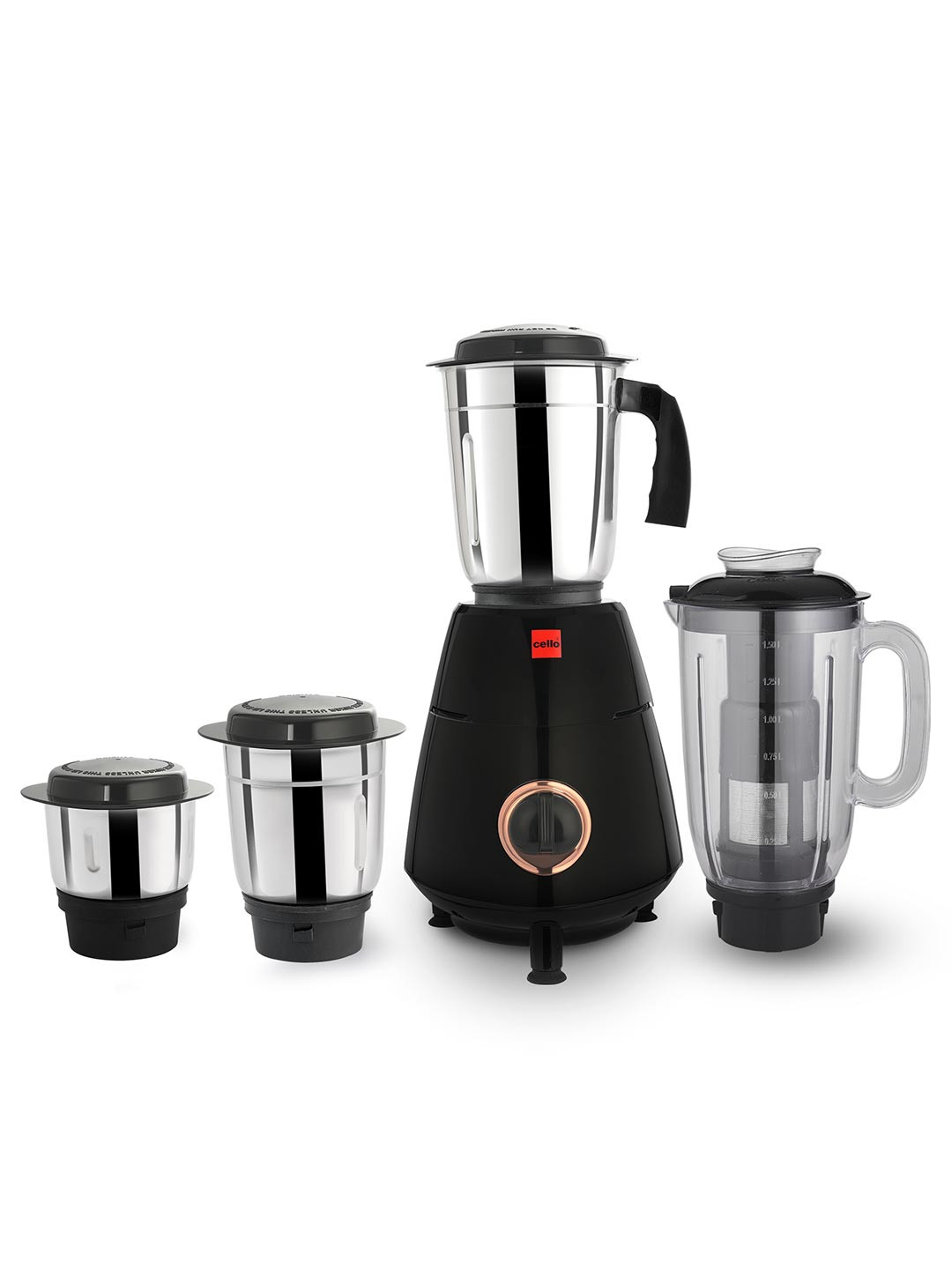 Cello Imperia Stainless Steel Black & Copper Mixer Grinder 750Watts- 3 SS Jars