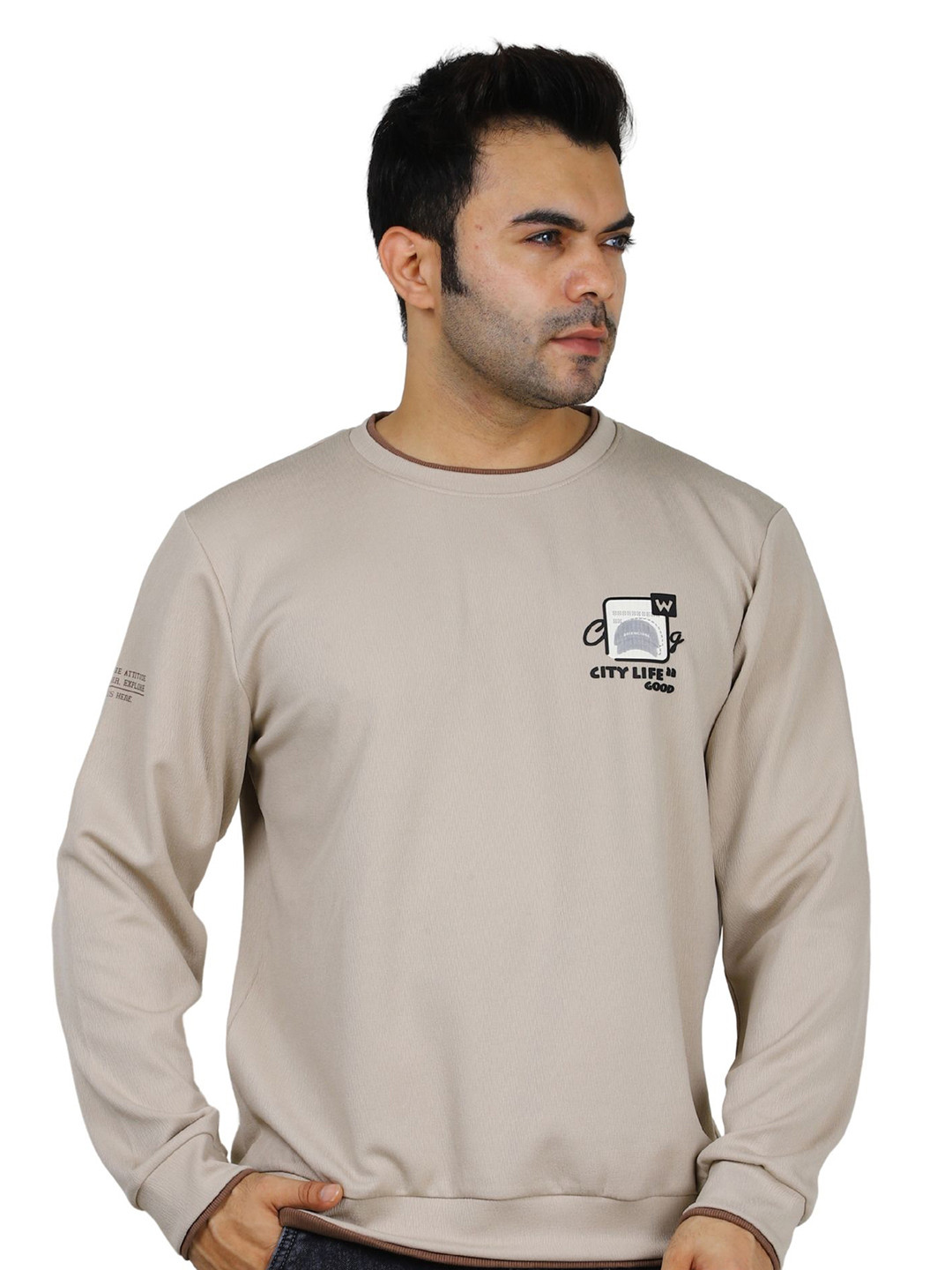 NEXGEN CLUB Men Printed Full Sleeve Crew Neck Winter Pullover