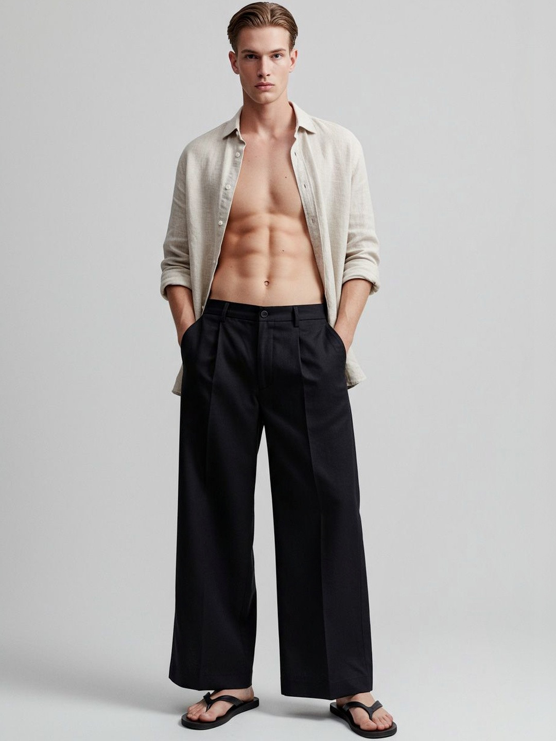 PresiClo Men High-Rise Lint Free Pleated Trousers