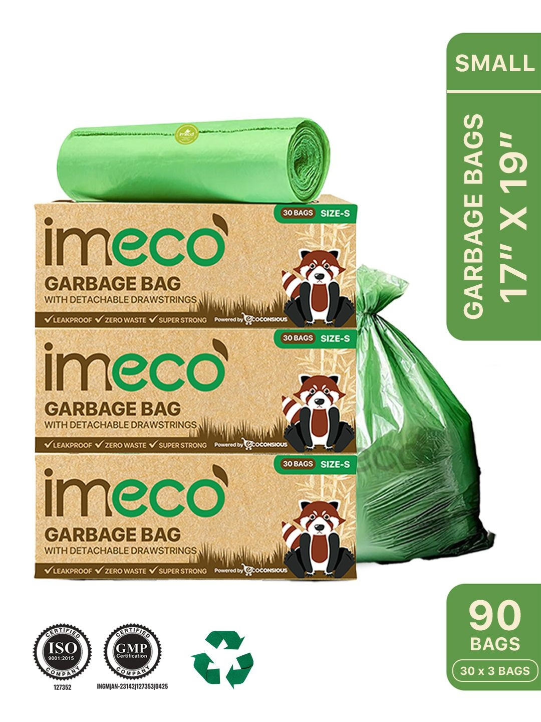 IMECO Pack Of 3 Eco-Friendly Garbage Bags