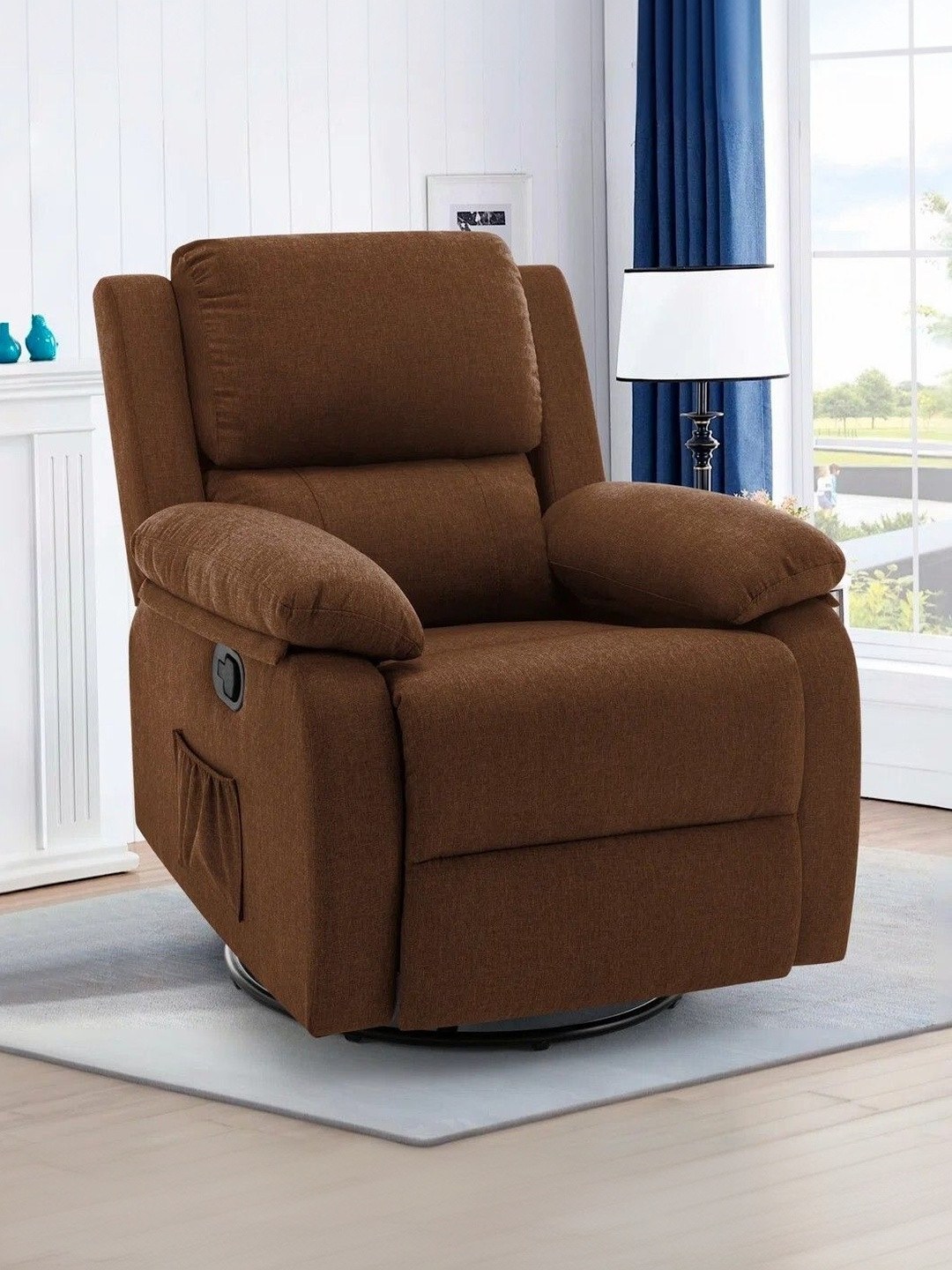 FRIENDS LIFE Brown 1 Seater Manual 360 Swivel Recliner