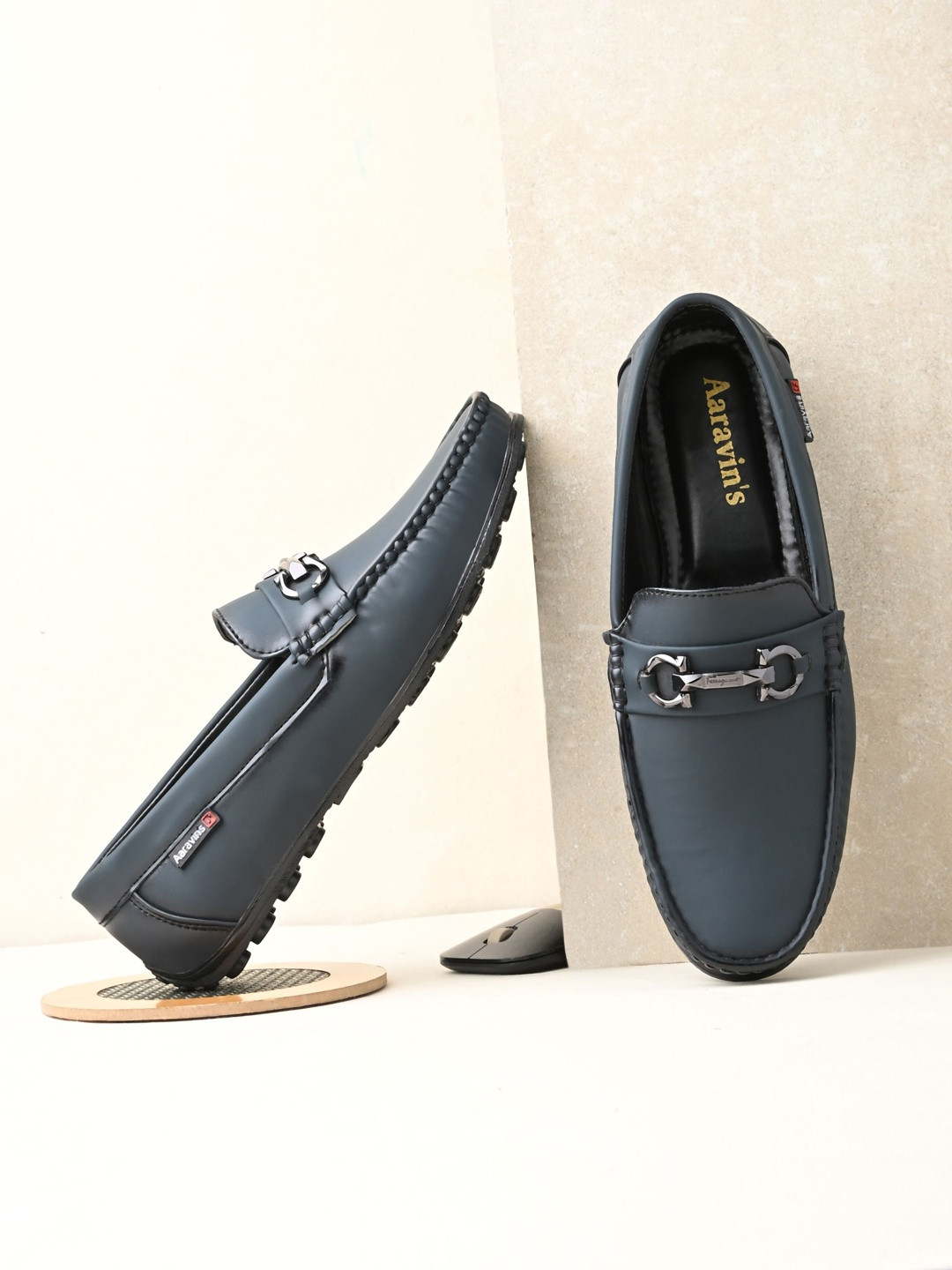 AARAVIN'S Men Slip-On Lightweight Horsebit Loafers