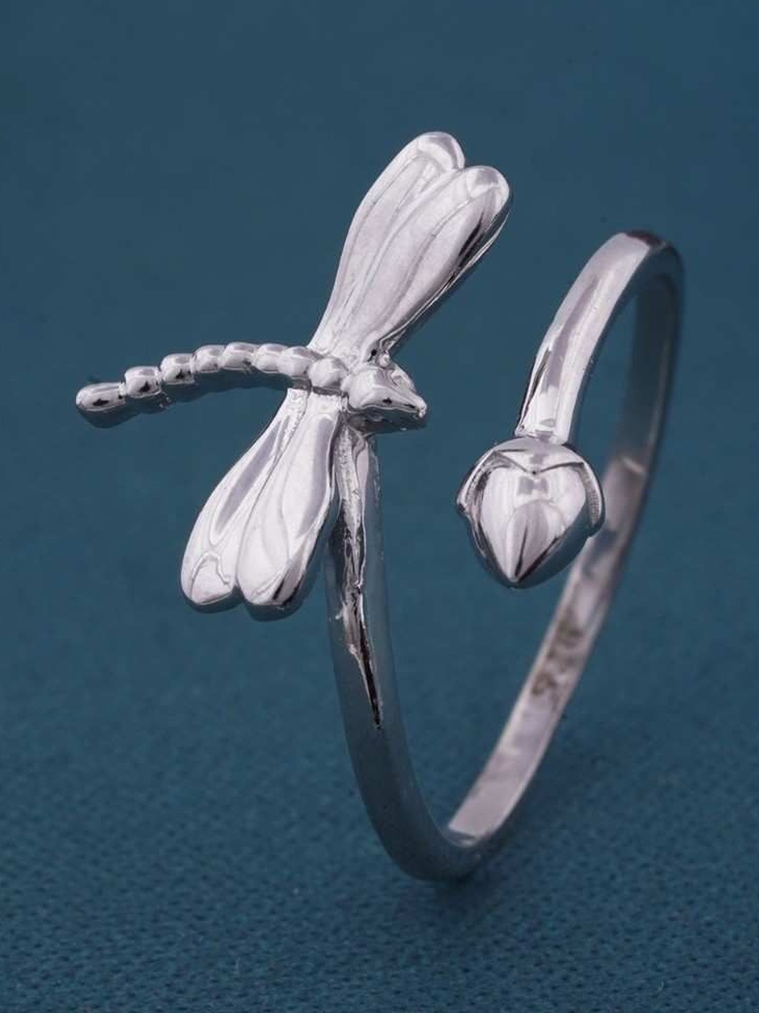 Zalkari 925 Sterling Silver Rhodium-Plated Dragonfly Finger Ring