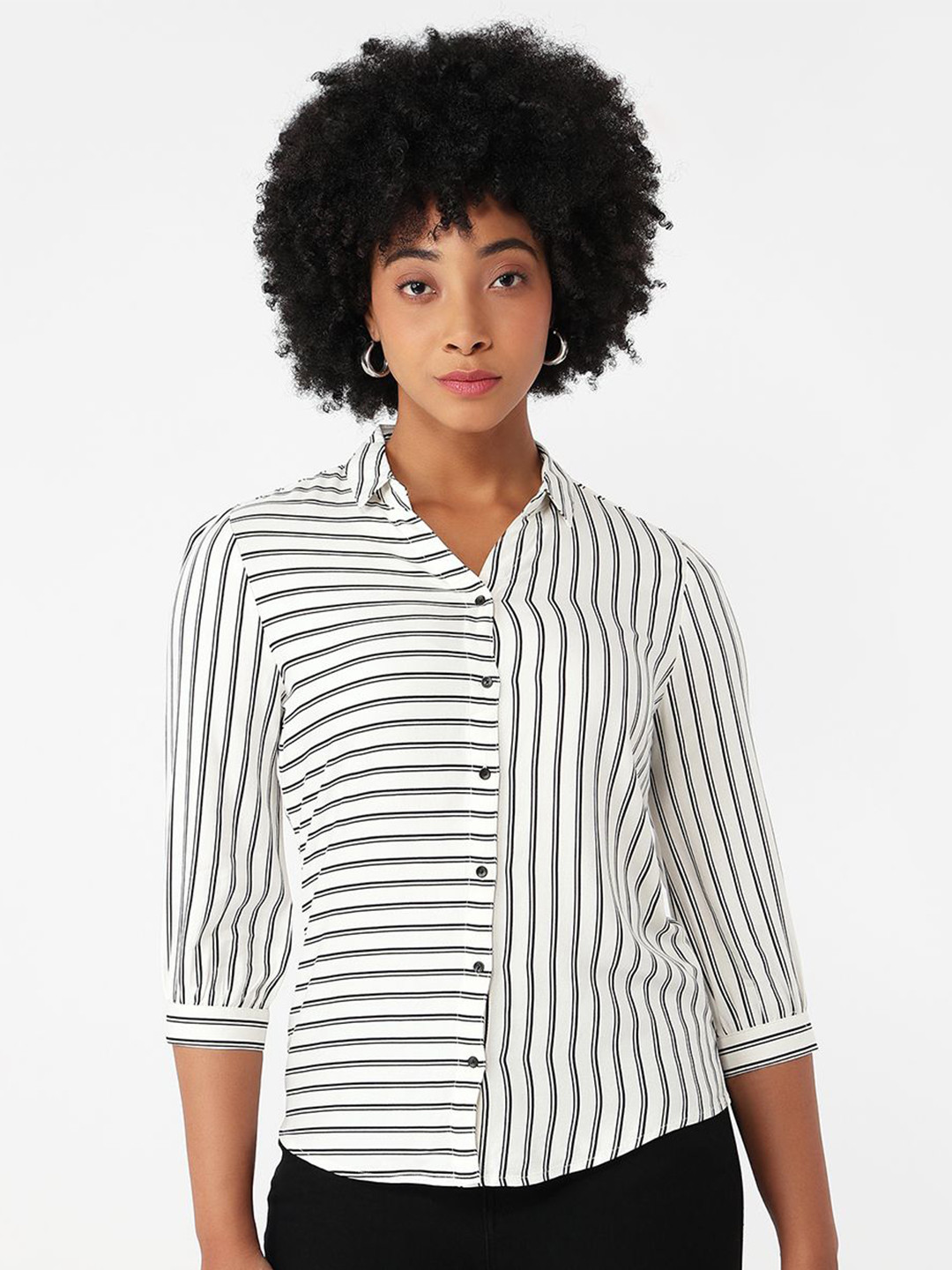 Kraus Jeans Women Slim Fit Multi Stripes Striped Casual Shirt
