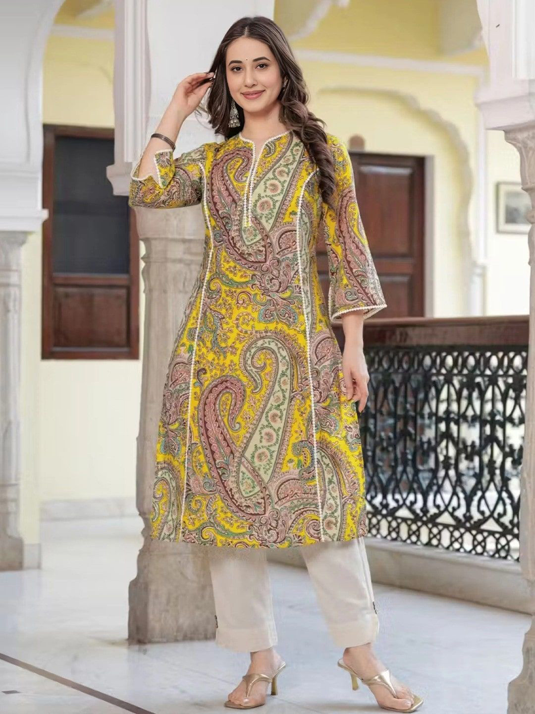 QUEENSFAB Women Paisley Printed Indie Prints Kurta