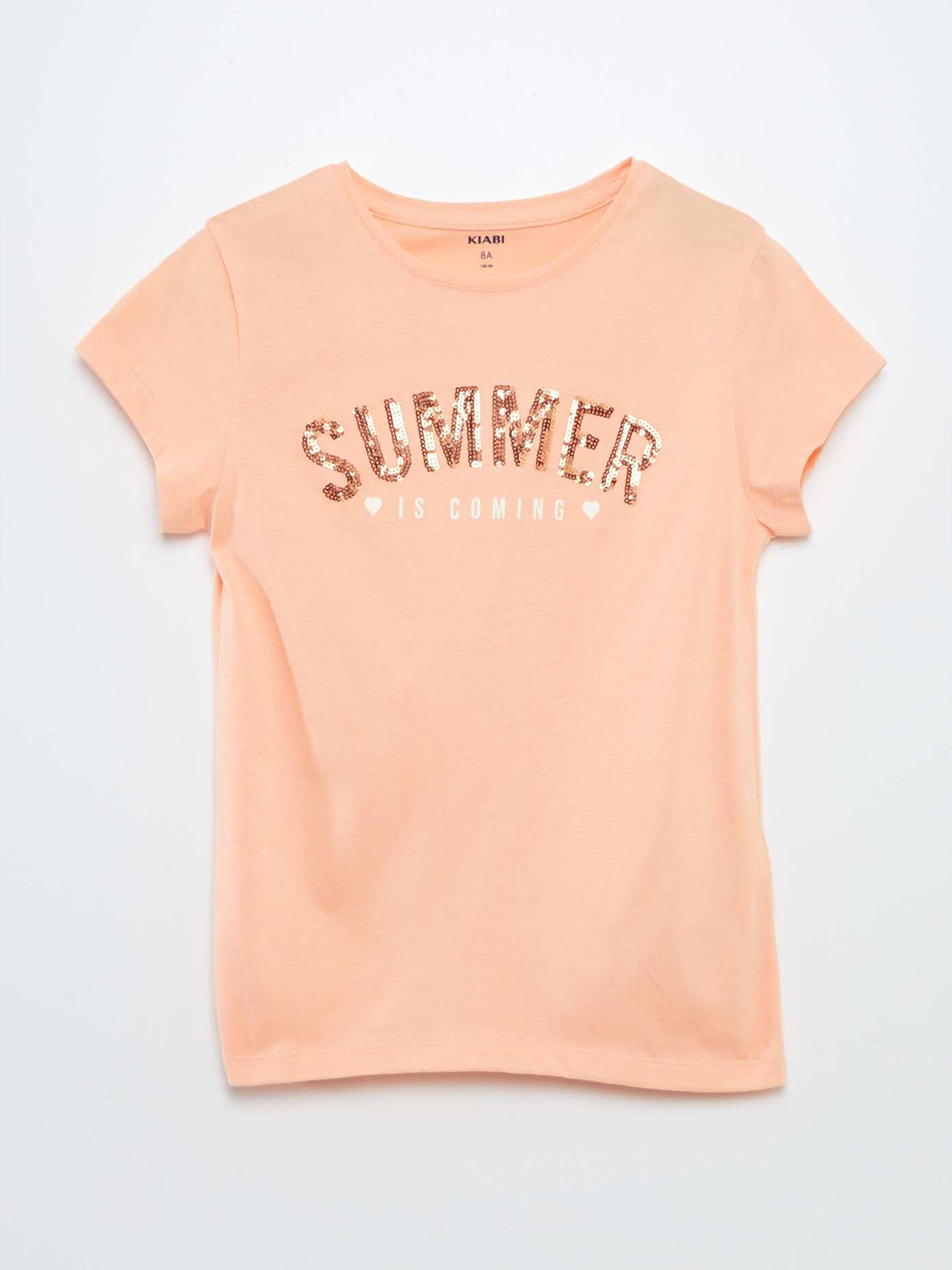 KIABI Girls Typography Embellished Round Neck Short Sleeve Tshirts
