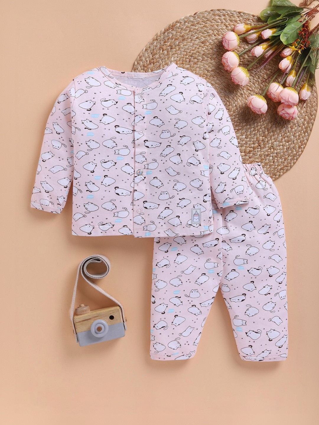 Redden Infant Kids Printed Round Neck Pure Cotton T-shirt With Pyjamas