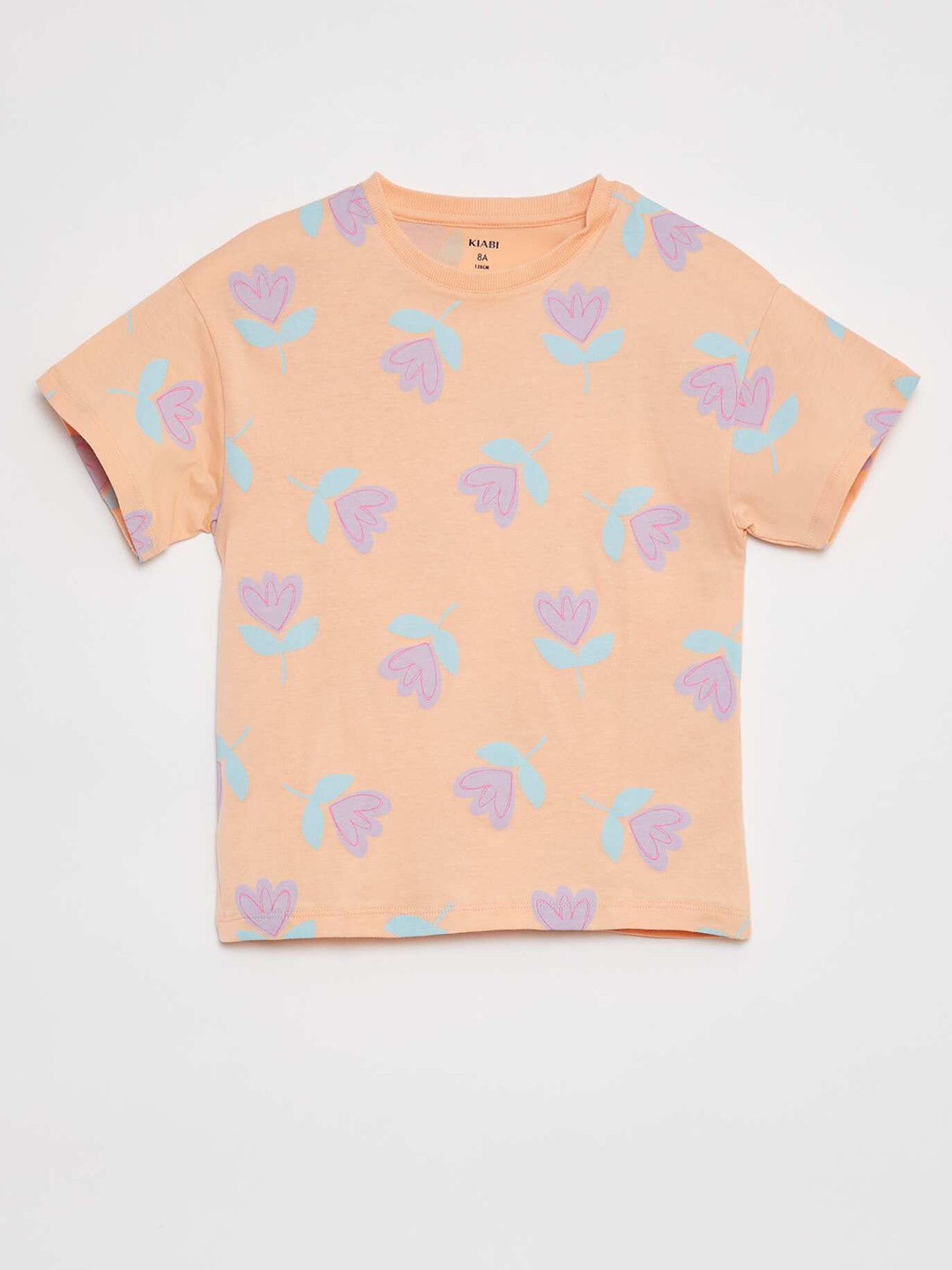 KIABI Girls Floral Printed Round Neck Short Sleeves T-shirt
