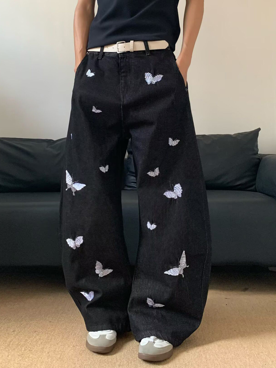 StyleCast x Revolte Men Wide Leg Mid-Rise Dark Shade Jean