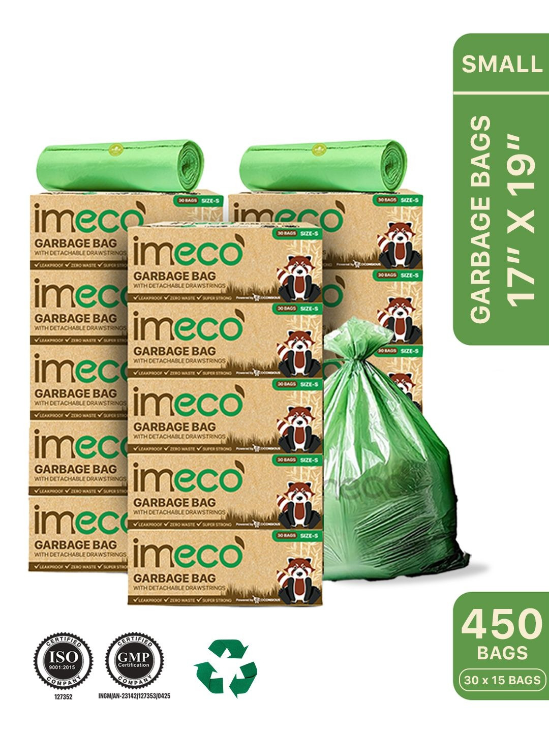 IMECO Pack Of 15 Eco-Friendly Garbage Bags